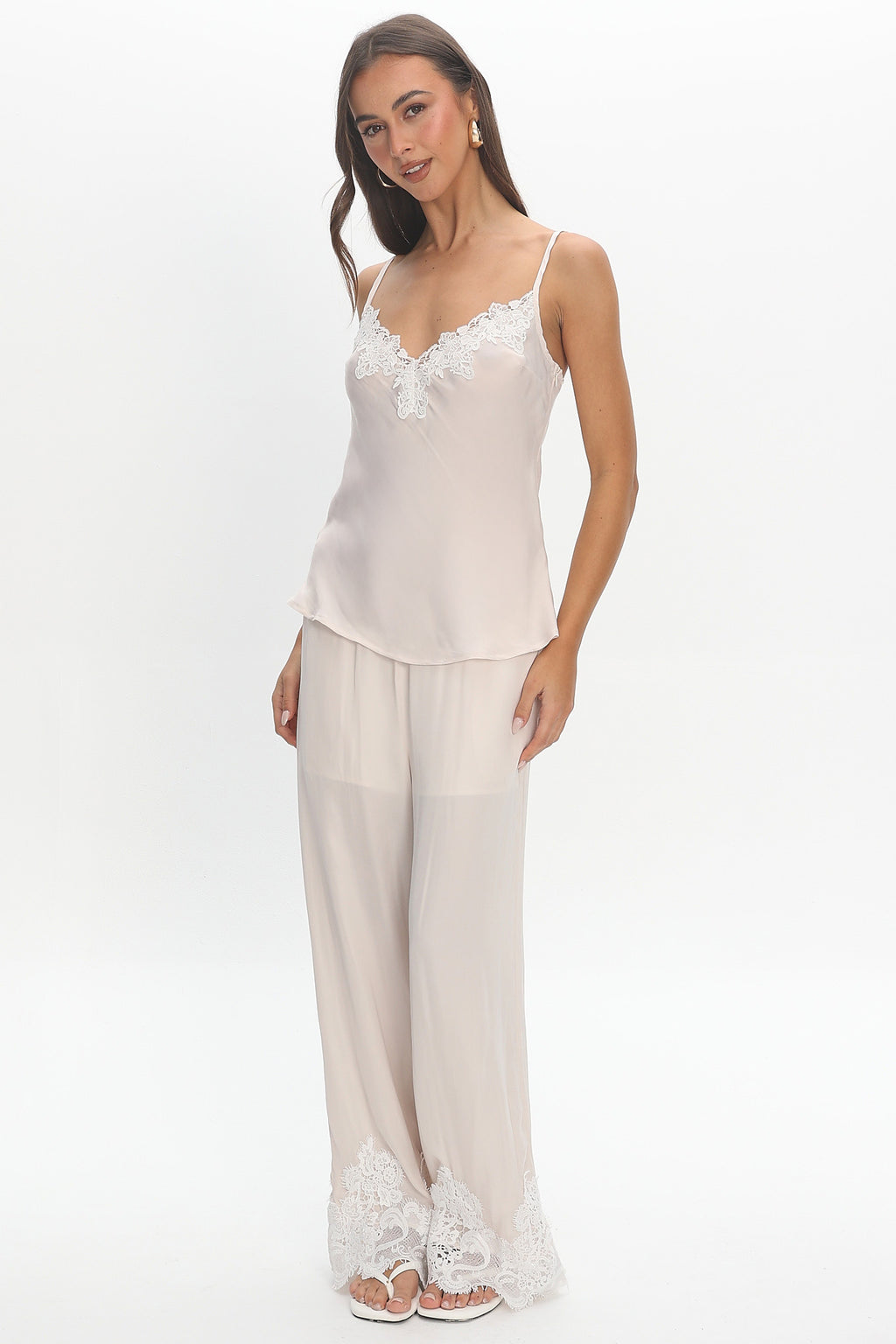 Insight Lace Trim Pants Cream