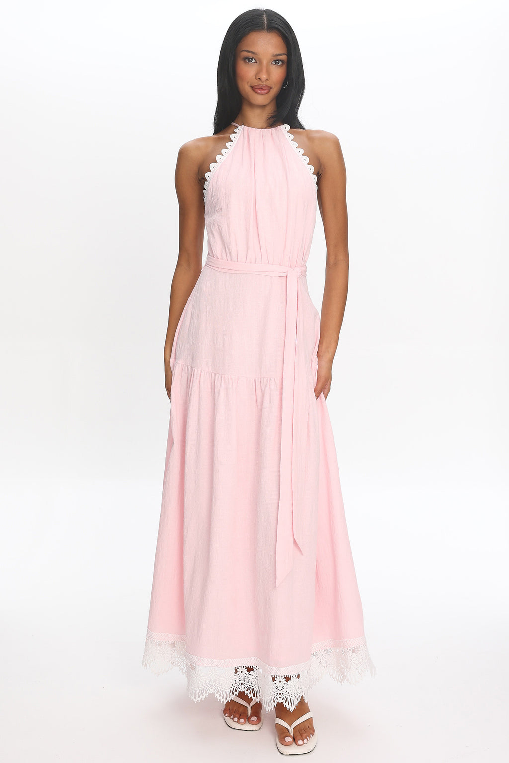 Promise Keeper Crochet Trim Maxi Dress Blush Pink