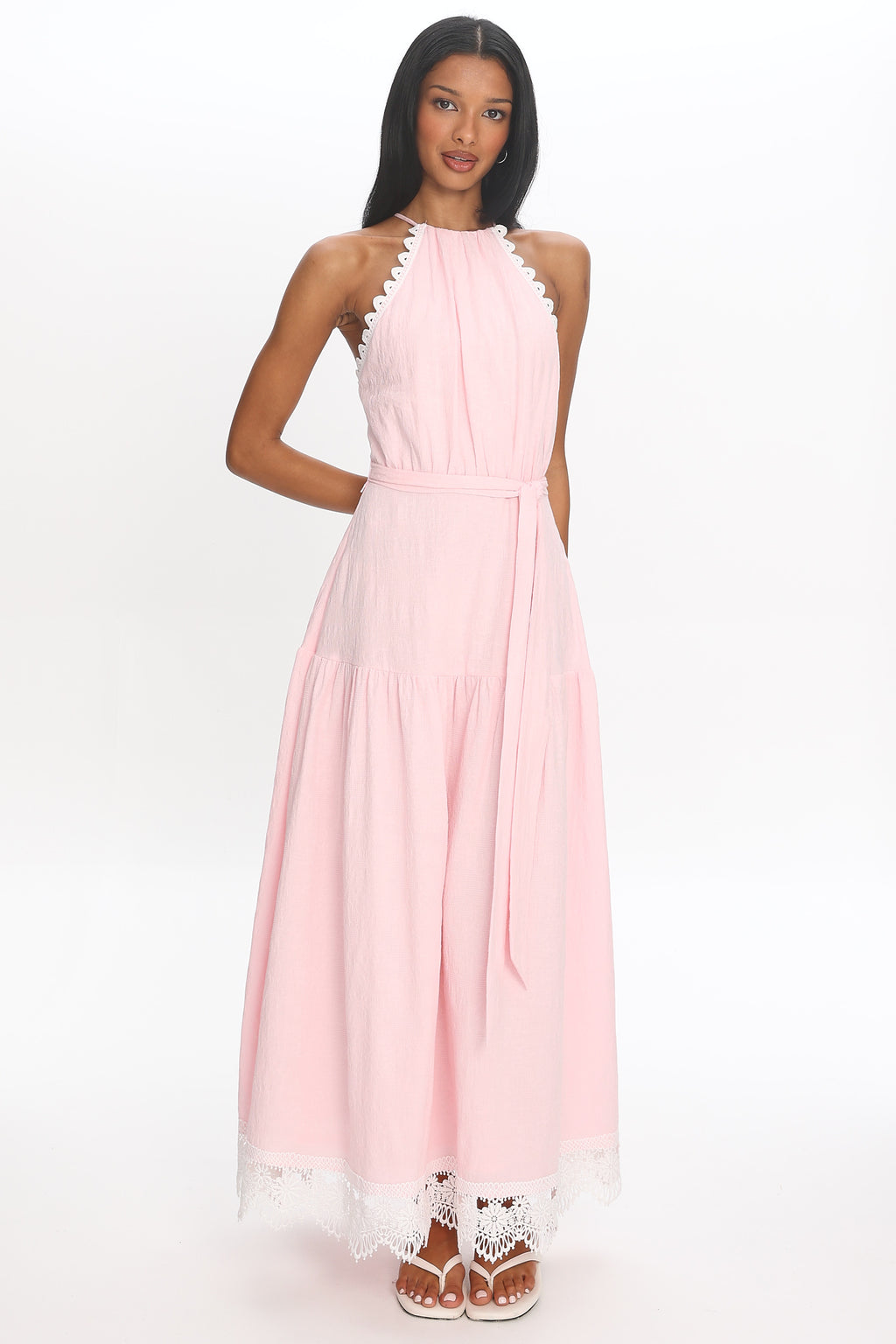 Promise Keeper Crochet Trim Maxi Dress Blush Pink