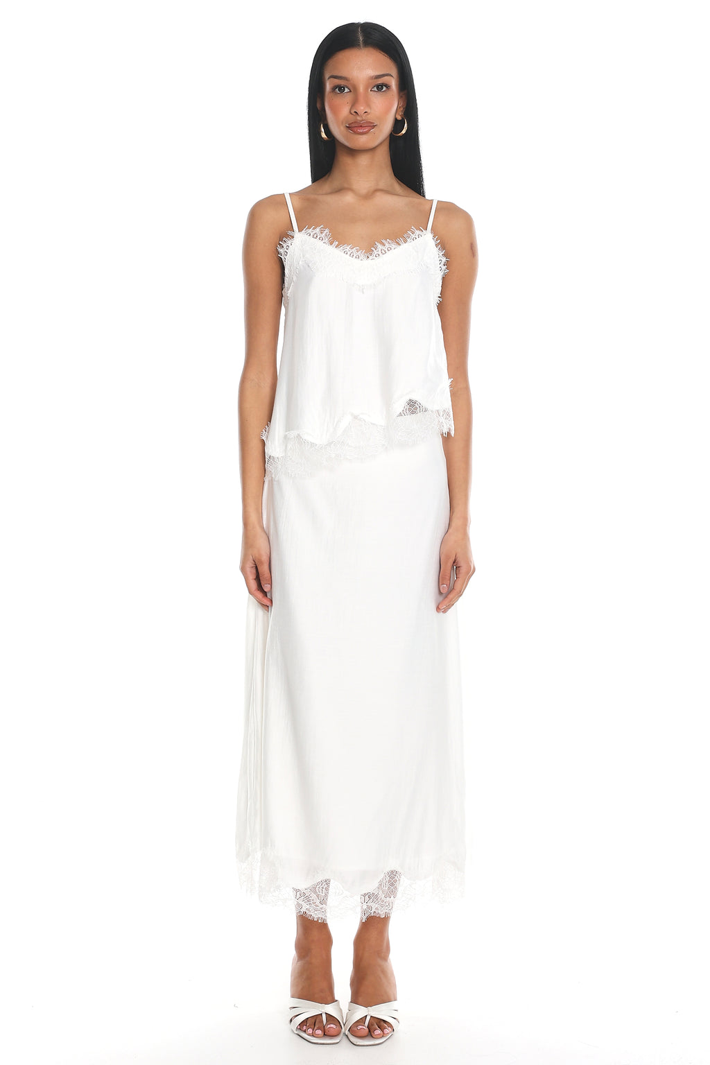 Emrys Lace Trim Cami Top Off White