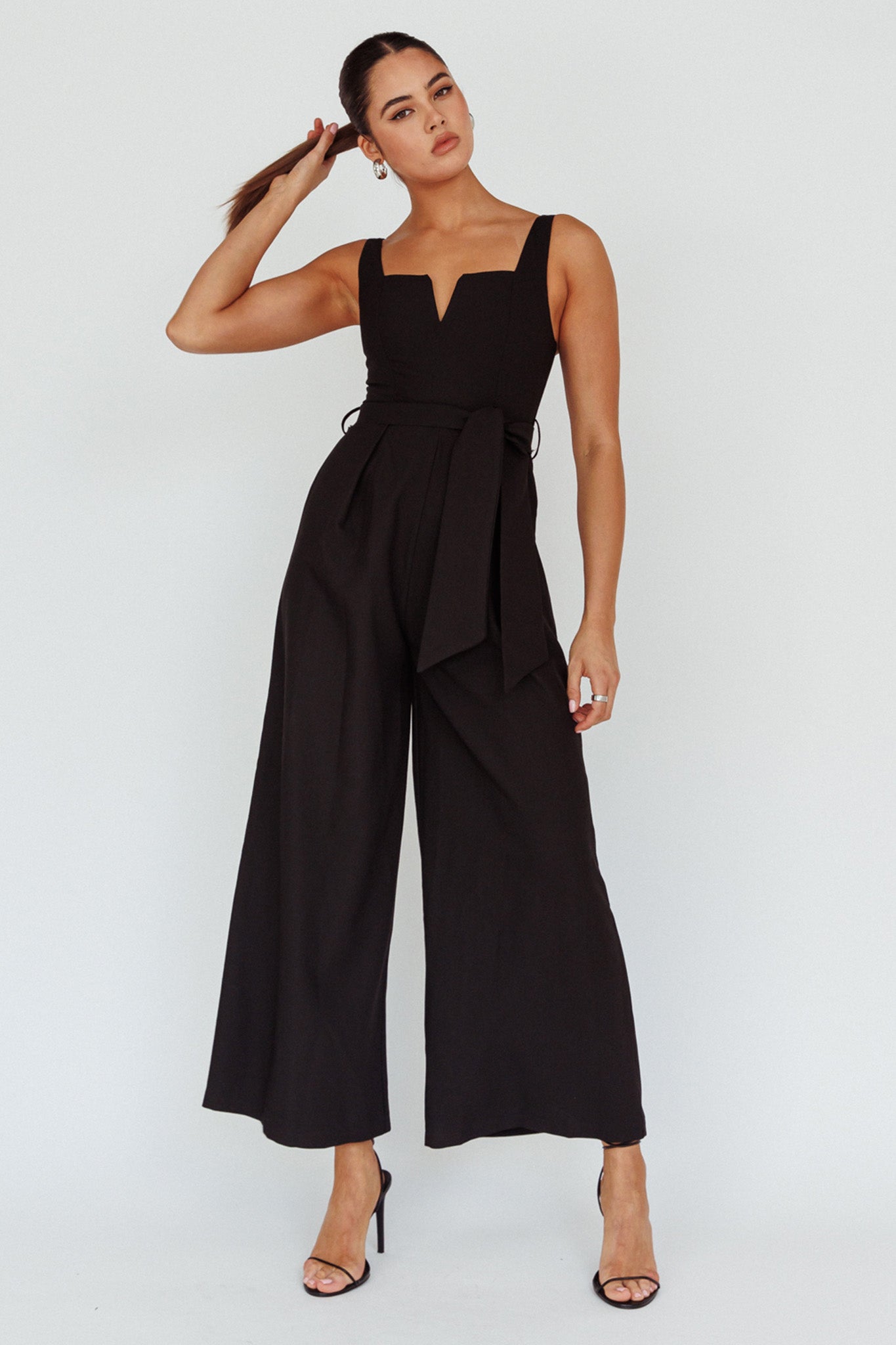 Colleen Waist Tie Jumpsuit Black by Selfie Leslie Australia