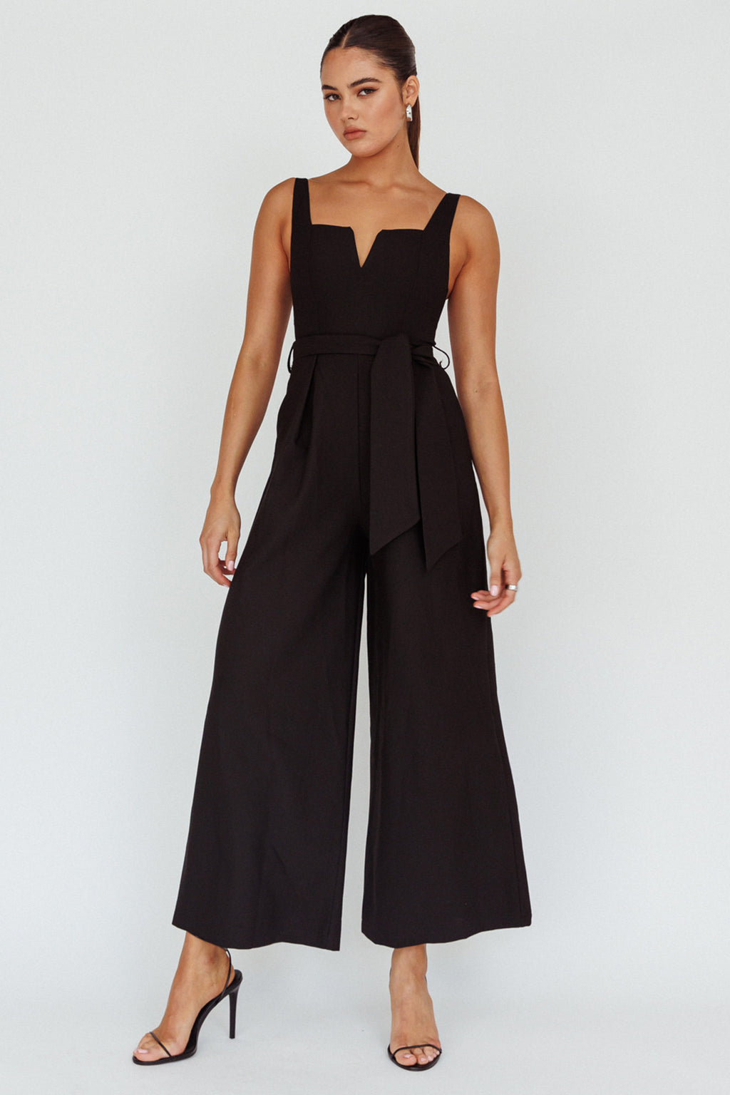 Colleen Waist Tie Jumpsuit Black by Selfie Leslie Australia