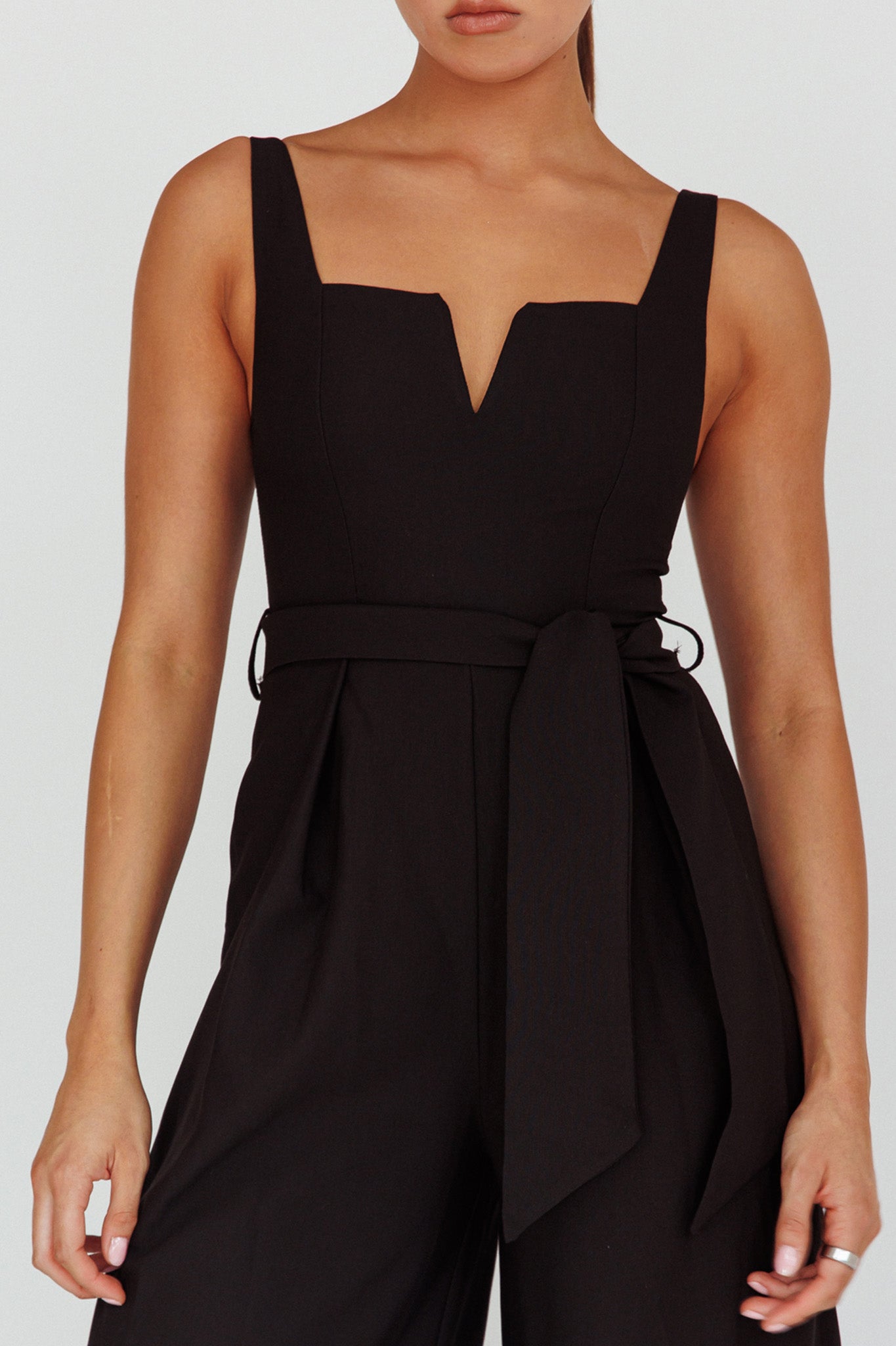 Colleen Waist Tie Jumpsuit Black by Selfie Leslie Australia