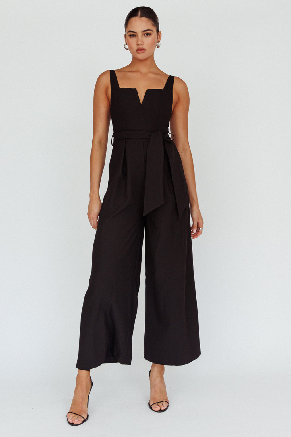 Colleen Waist Tie Jumpsuit Black by Selfie Leslie Australia