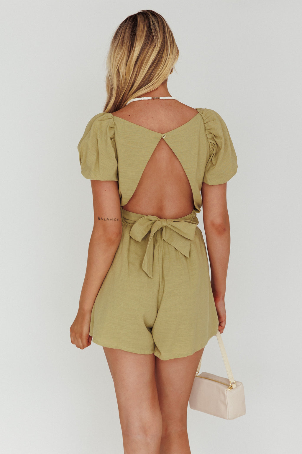 Alexis Elasticated Waist Romper Avocado by Selfie Leslie Australia