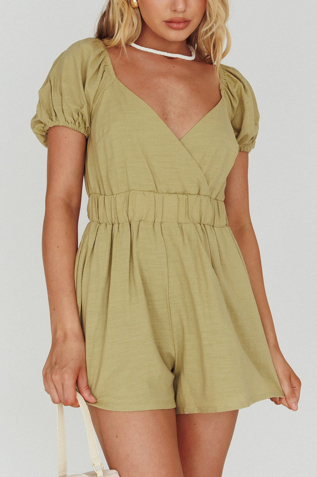 Alexis Elasticated Waist Romper Avocado by Selfie Leslie Australia
