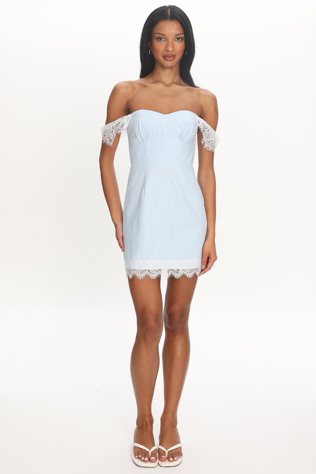 Sardinia Lace-Trim Mini Dress Baby Blue