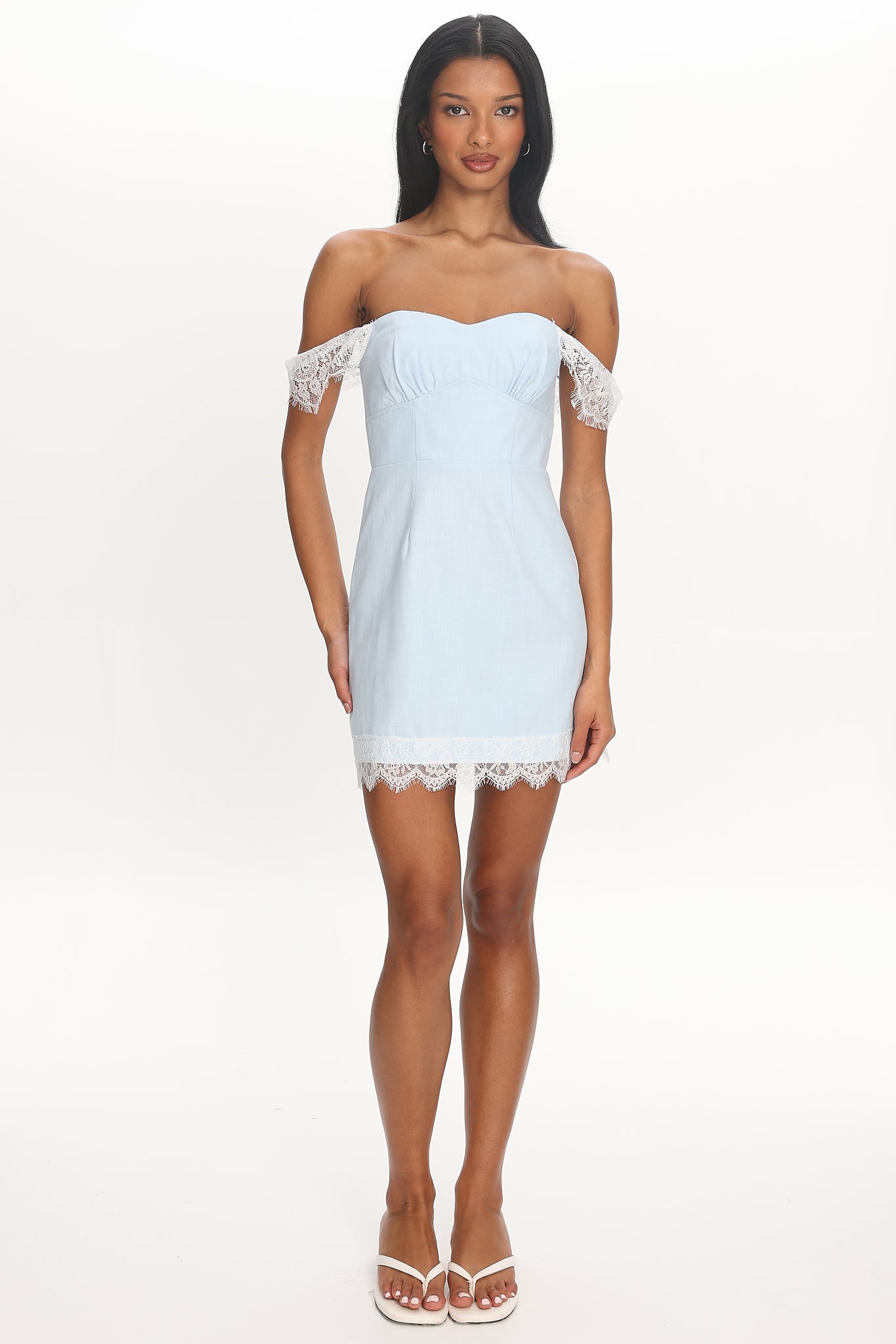 Sardinia Lace-Trim Mini Dress Baby Blue