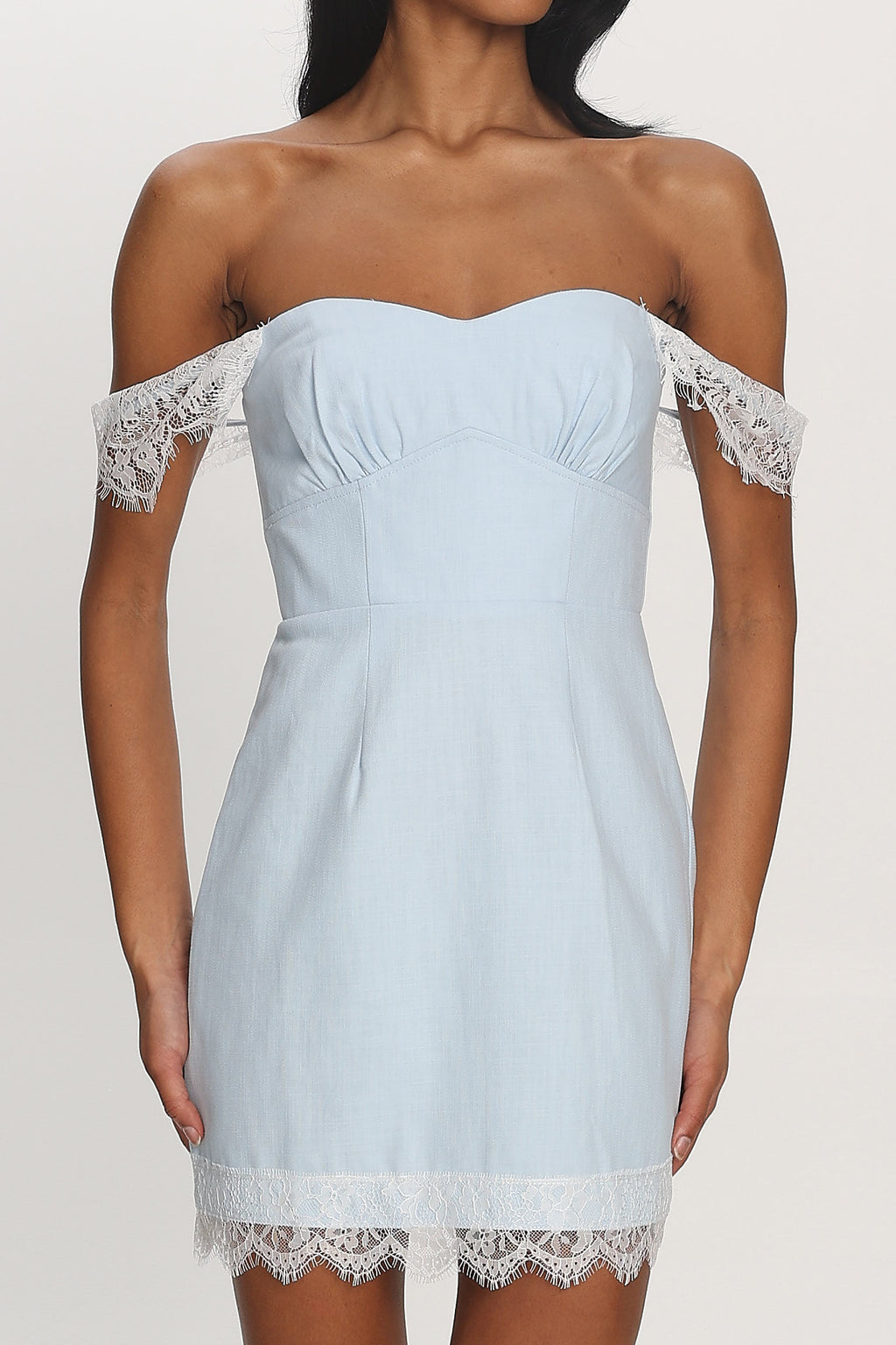 Sardinia Lace-Trim Mini Dress Baby Blue