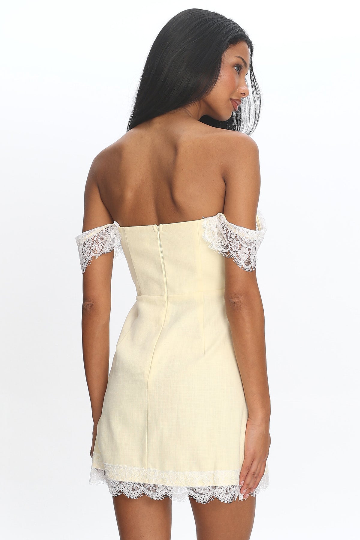 Sardinia Lace-Trim Mini Dress Baby Yellow