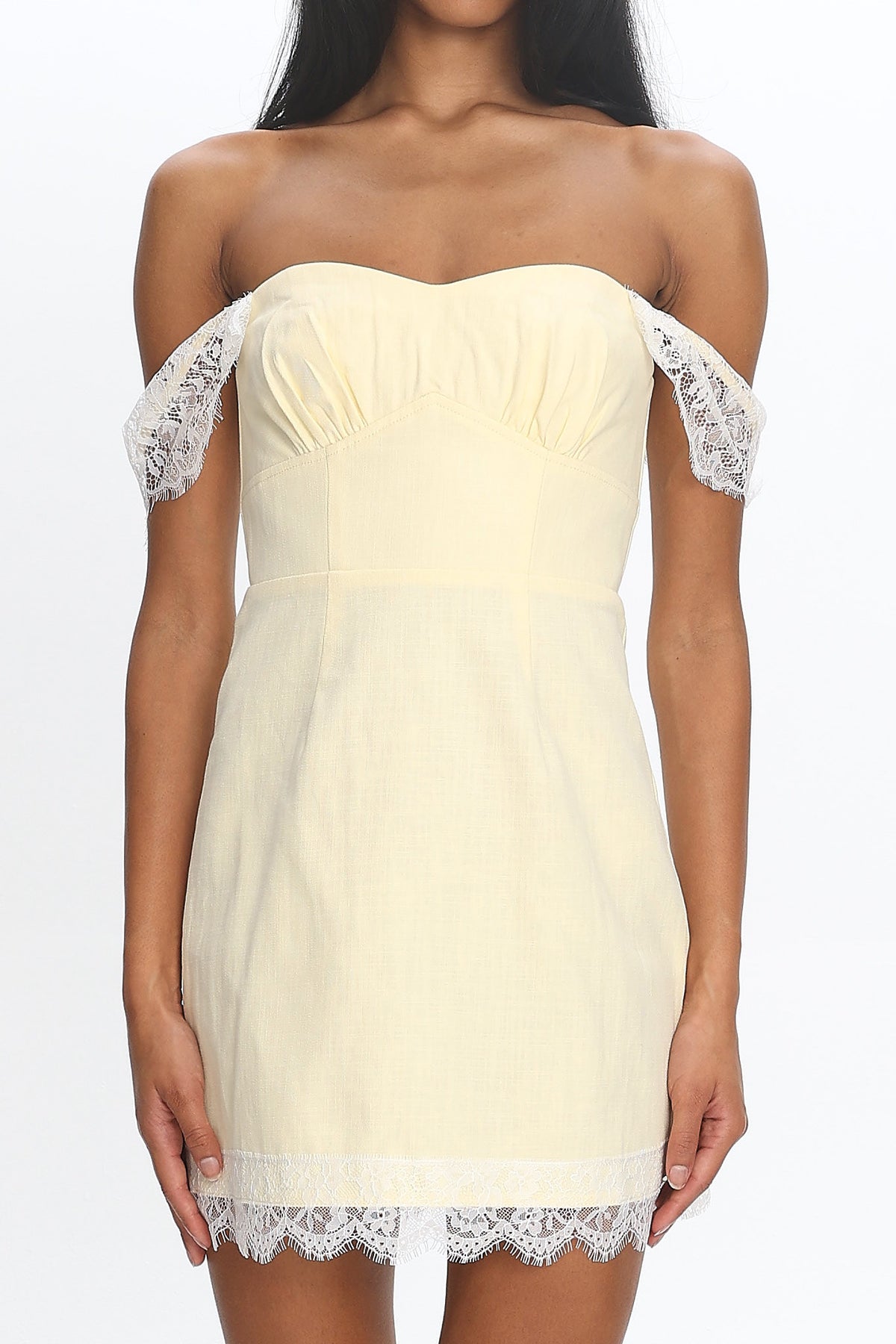 Sardinia Lace-Trim Mini Dress Baby Yellow