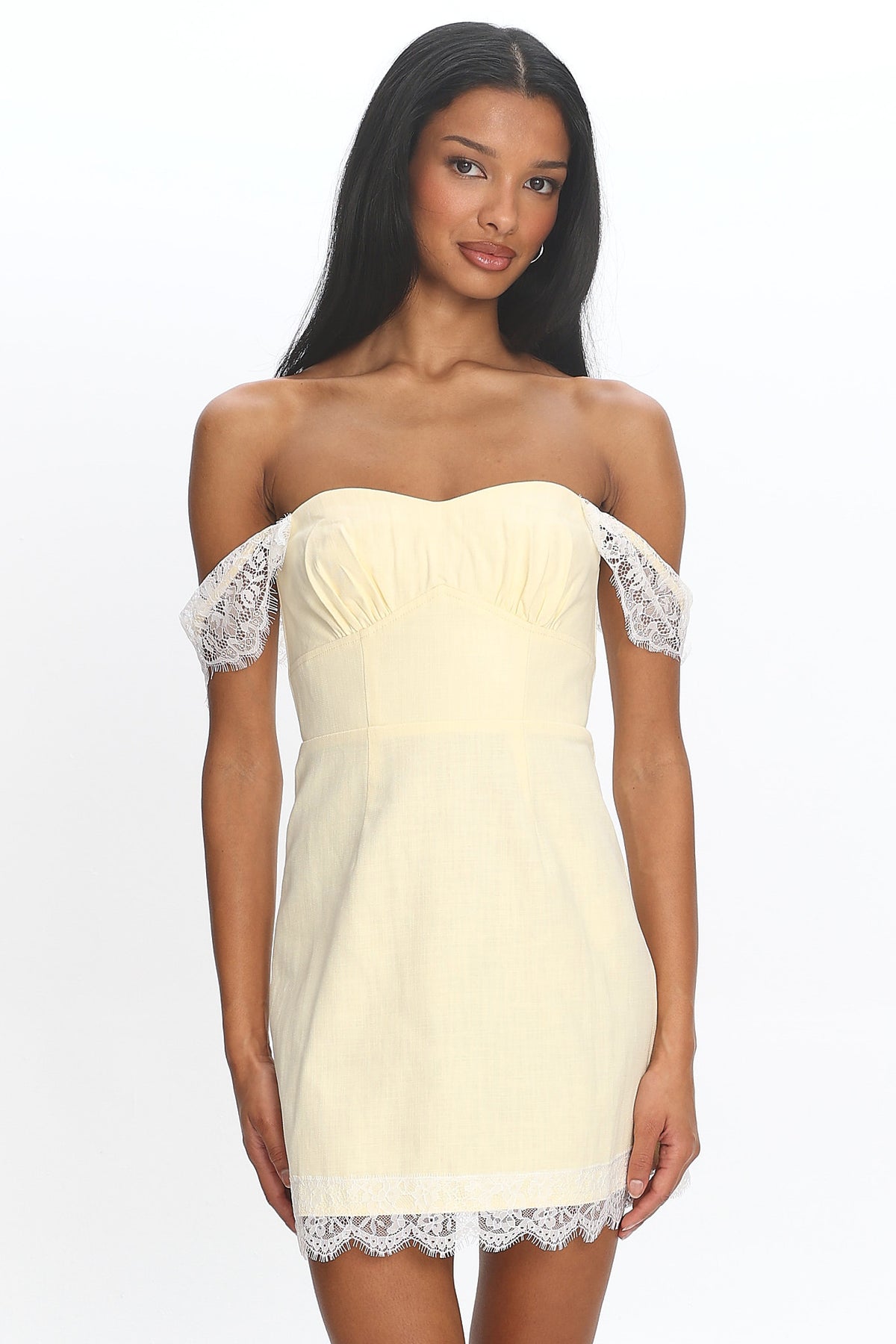 Sardinia Lace-Trim Mini Dress Baby Yellow