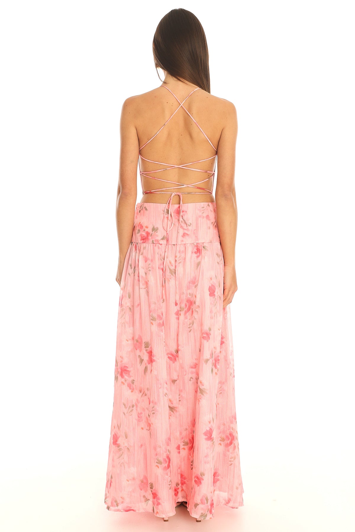 Toni Cutout Halter Maxi Dress Pink