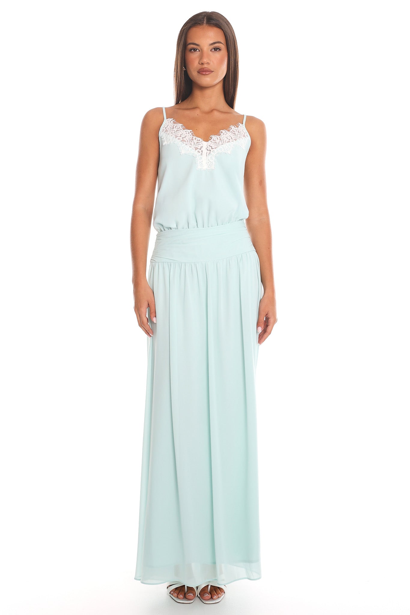 Carnellan Lace-Trim Maxi Dress Sage