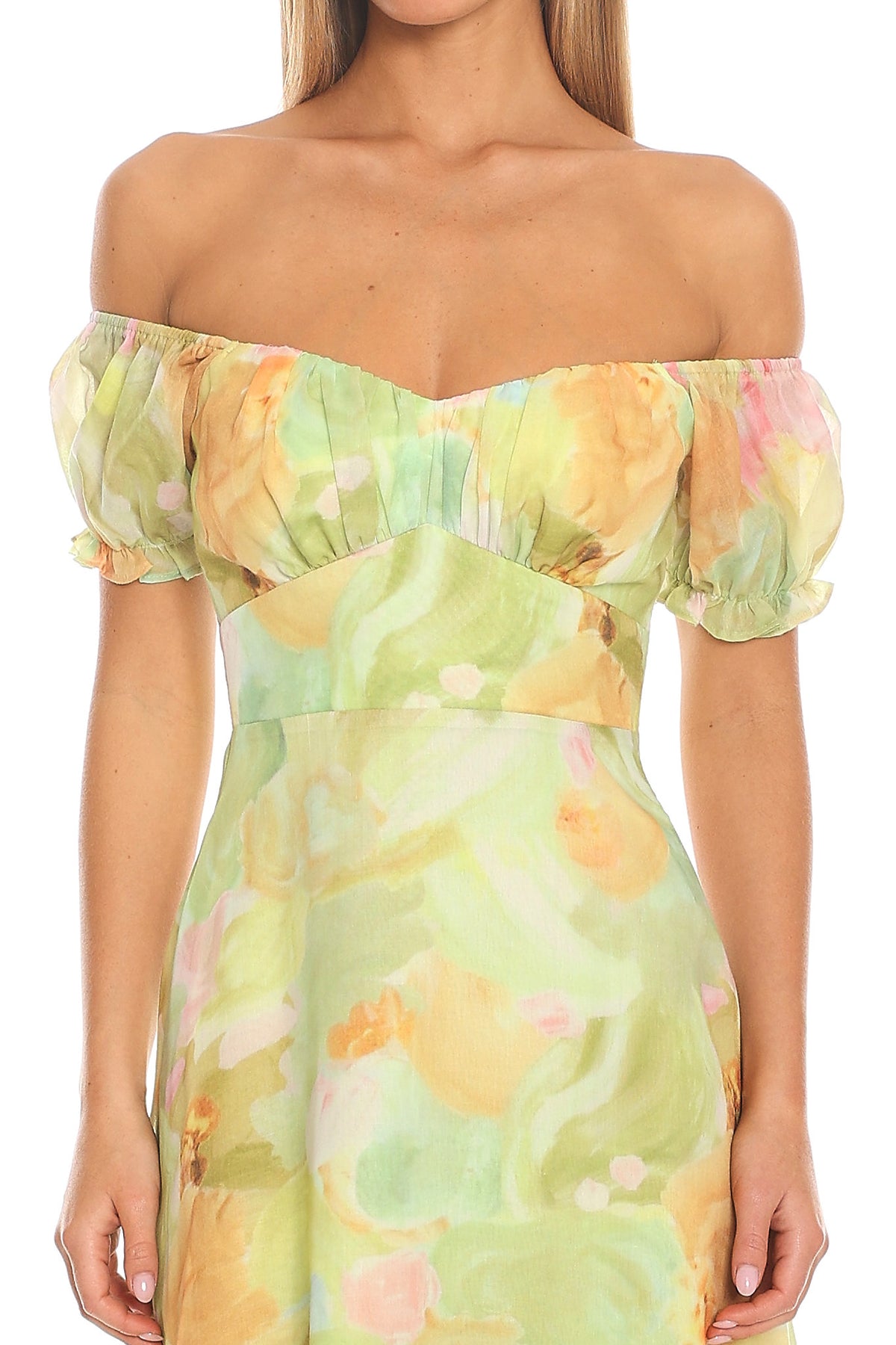 Painted Meadow Off Shoulder Maxi Dress Sage