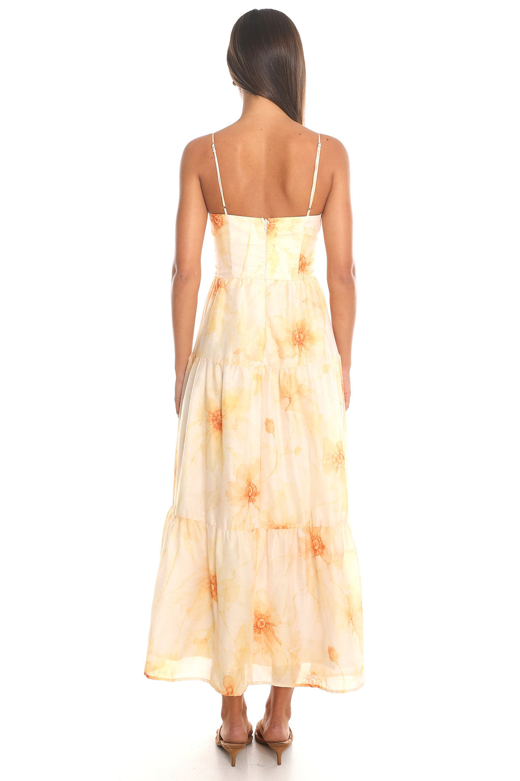 Honeybloom Tiered Floral Maxi Dress Yellow