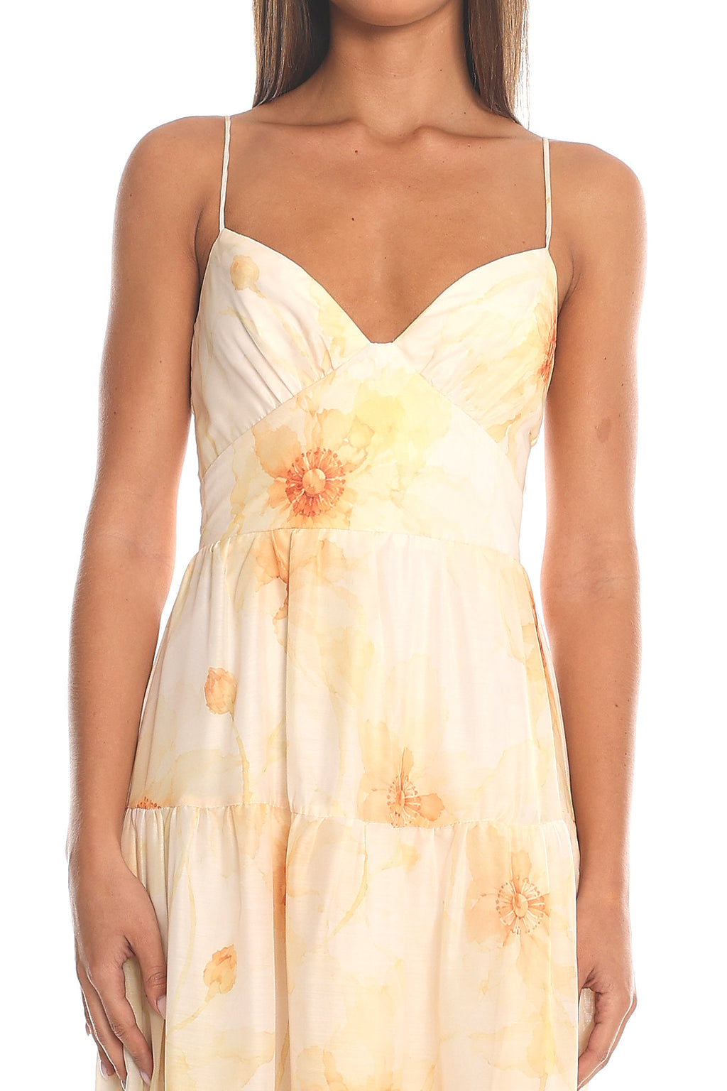 Honeybloom Tiered Floral Maxi Dress Yellow