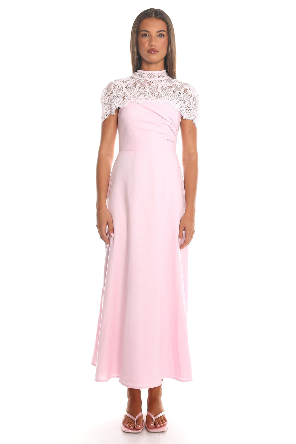 Tattooed Heart Cap Sleeve Midi Dress Pink