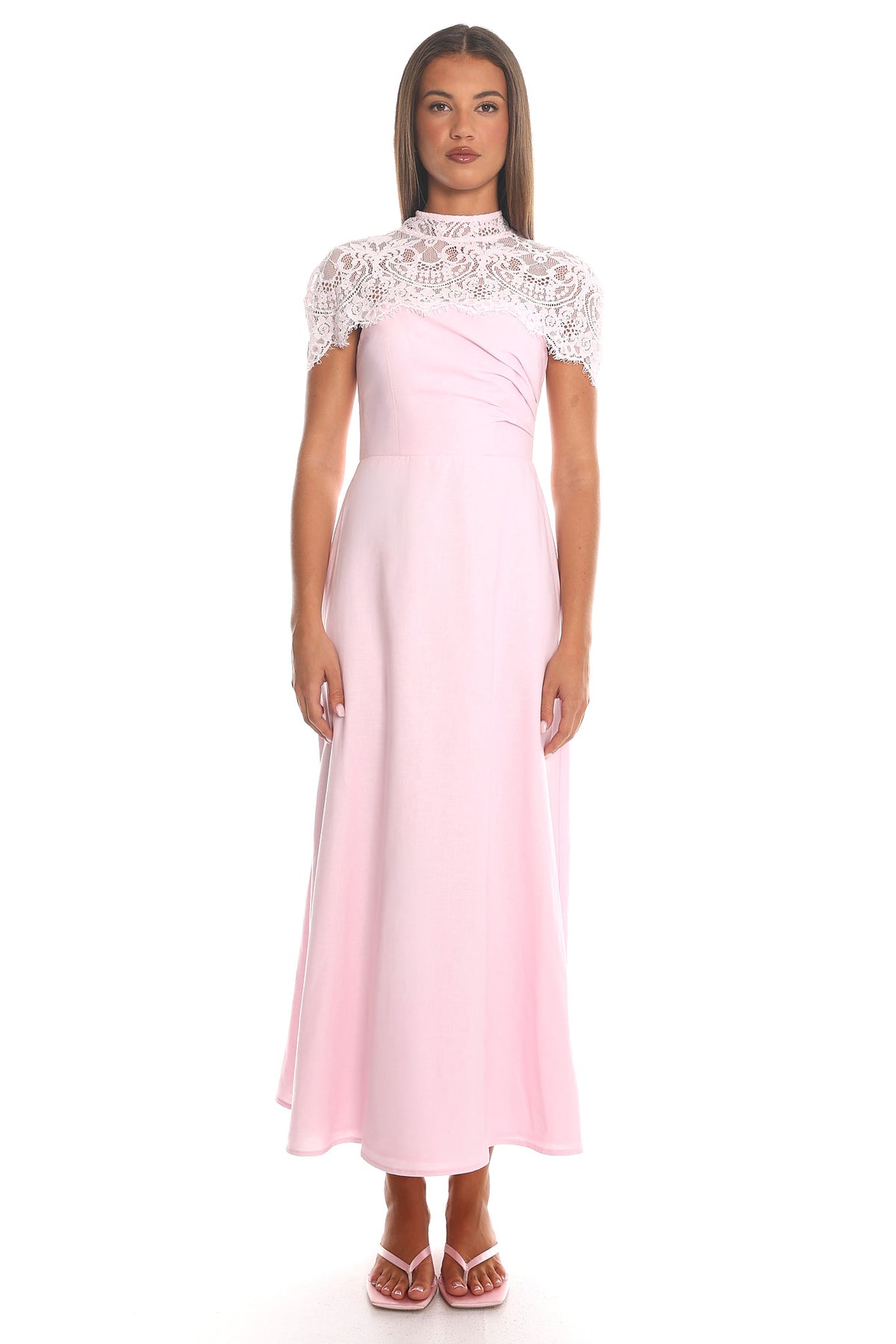 Tattooed Heart Cap Sleeve Midi Dress Pink