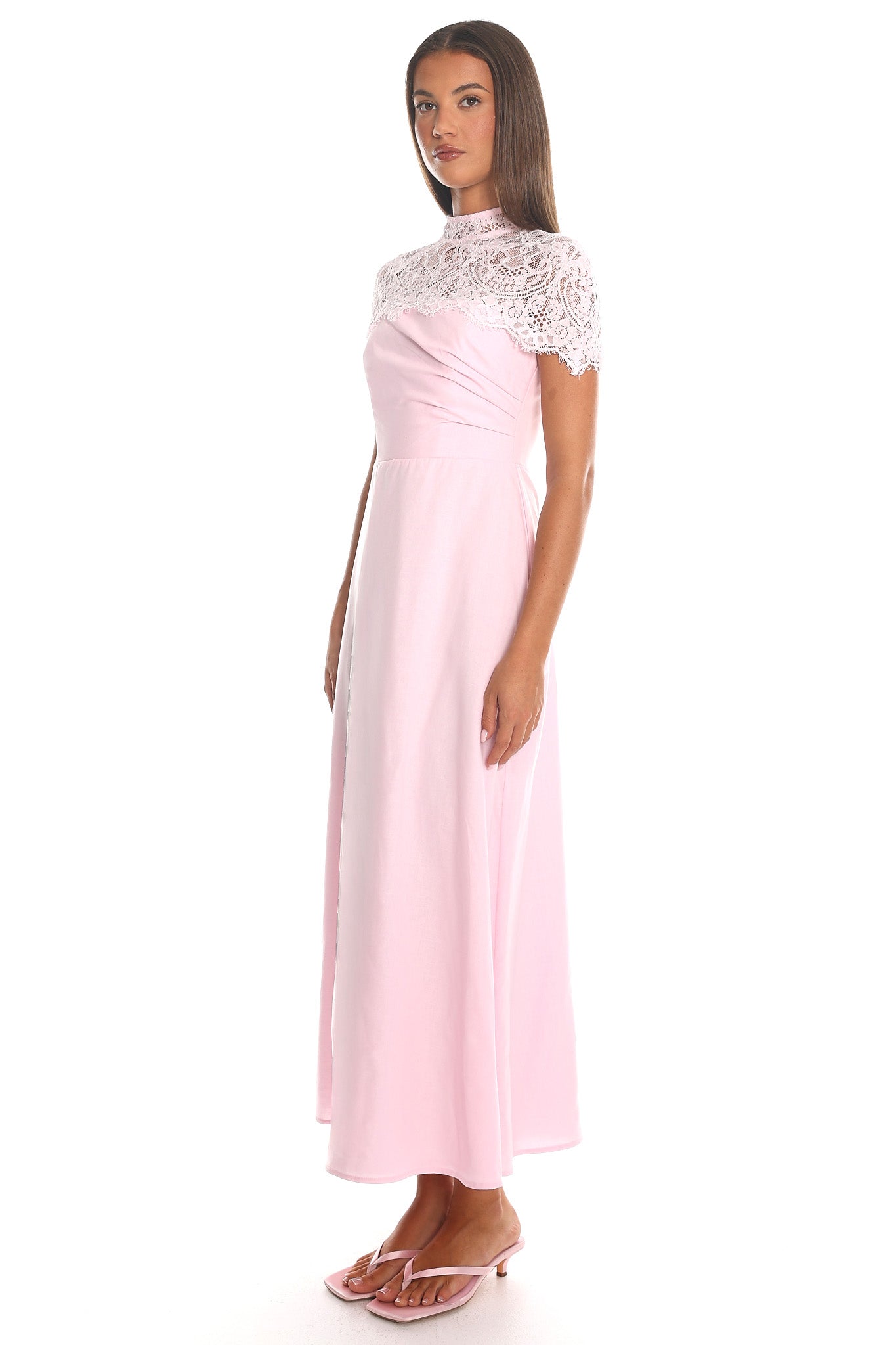 Tattooed Heart Cap Sleeve Midi Dress Pink