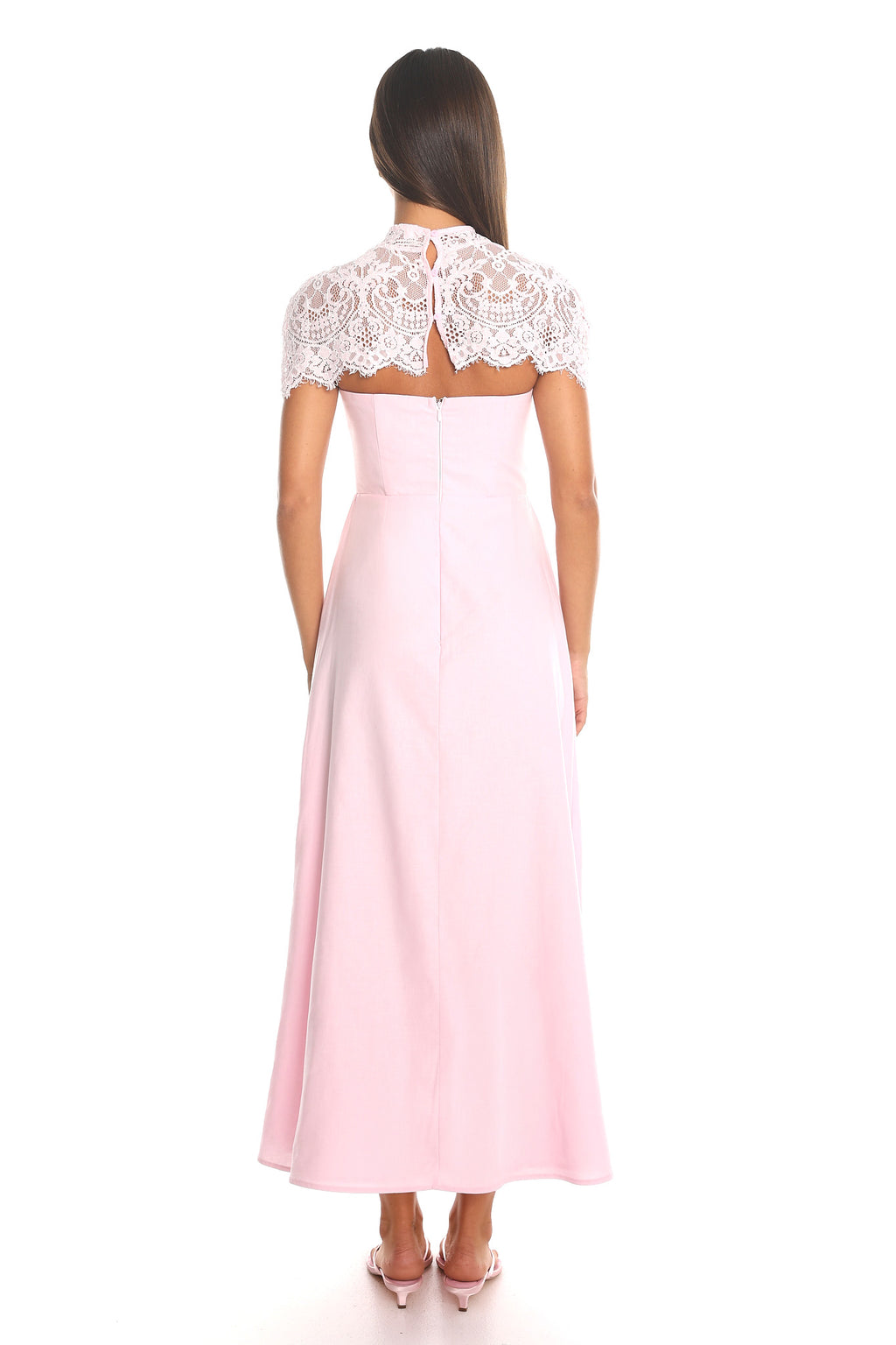 Tattooed Heart Cap Sleeve Midi Dress Pink