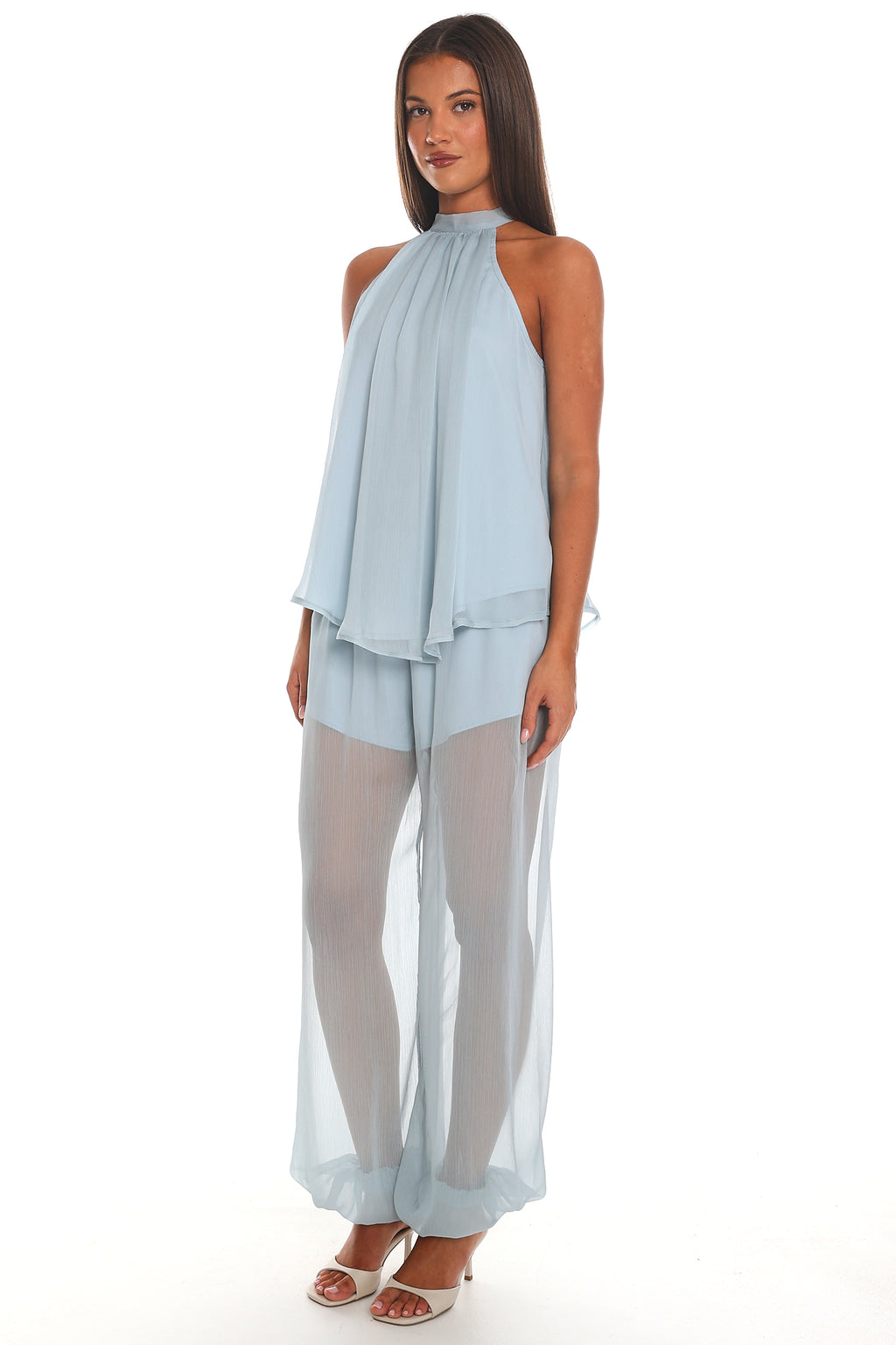 Mykonos Breeze Sheer Balloon Leg Pants Dusty Blue