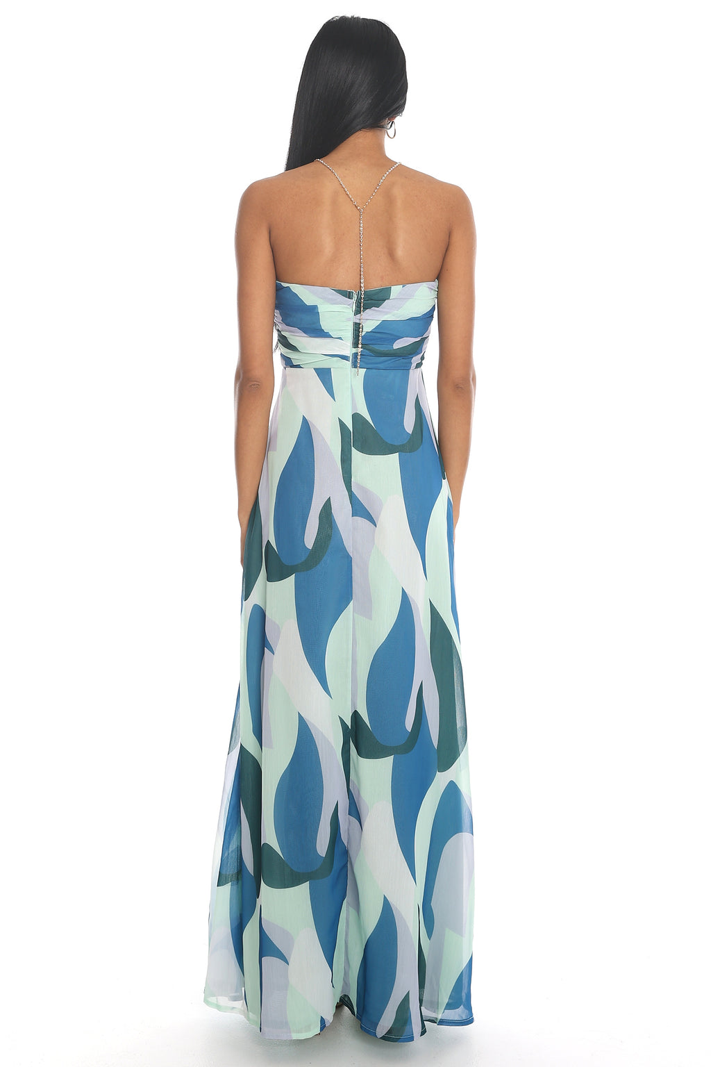 Amorelle Strapless Twist Maxi Dress Blue