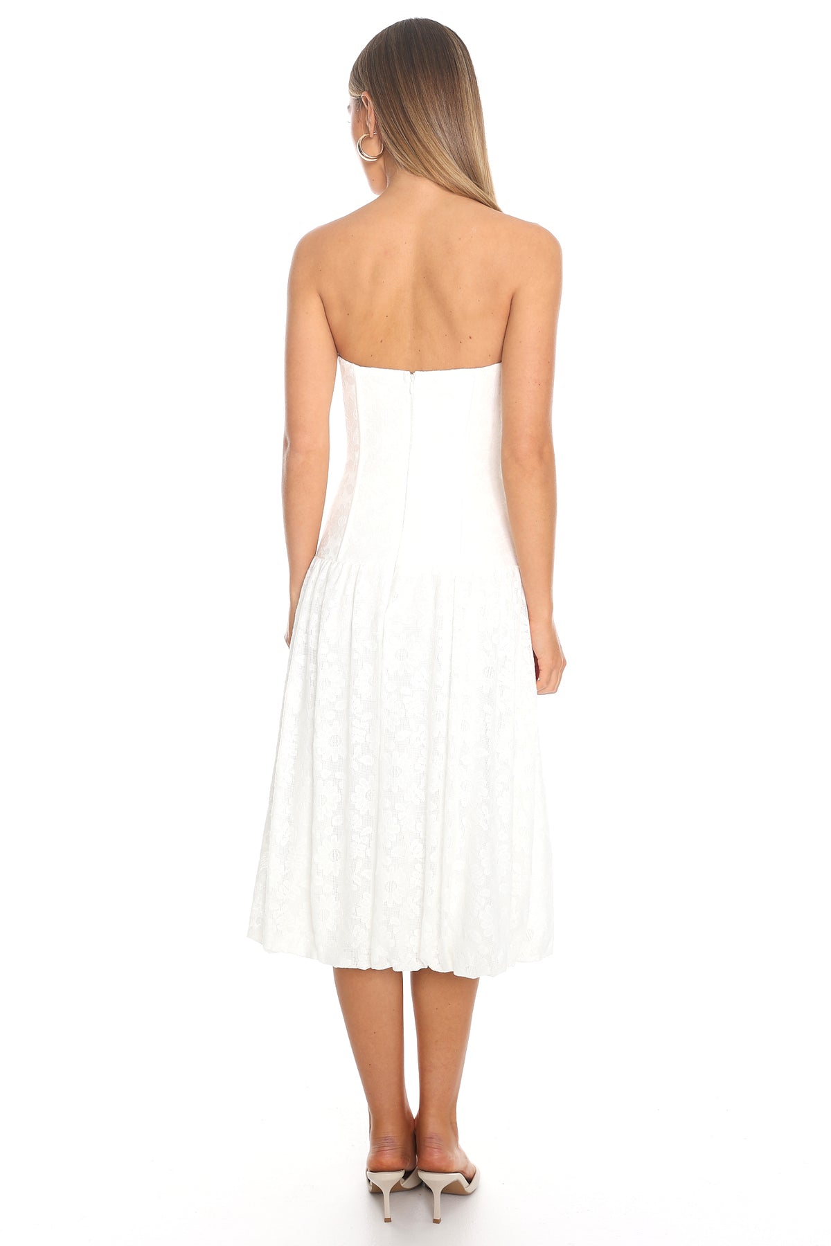 Carried Away Corset Midi Dress Off White