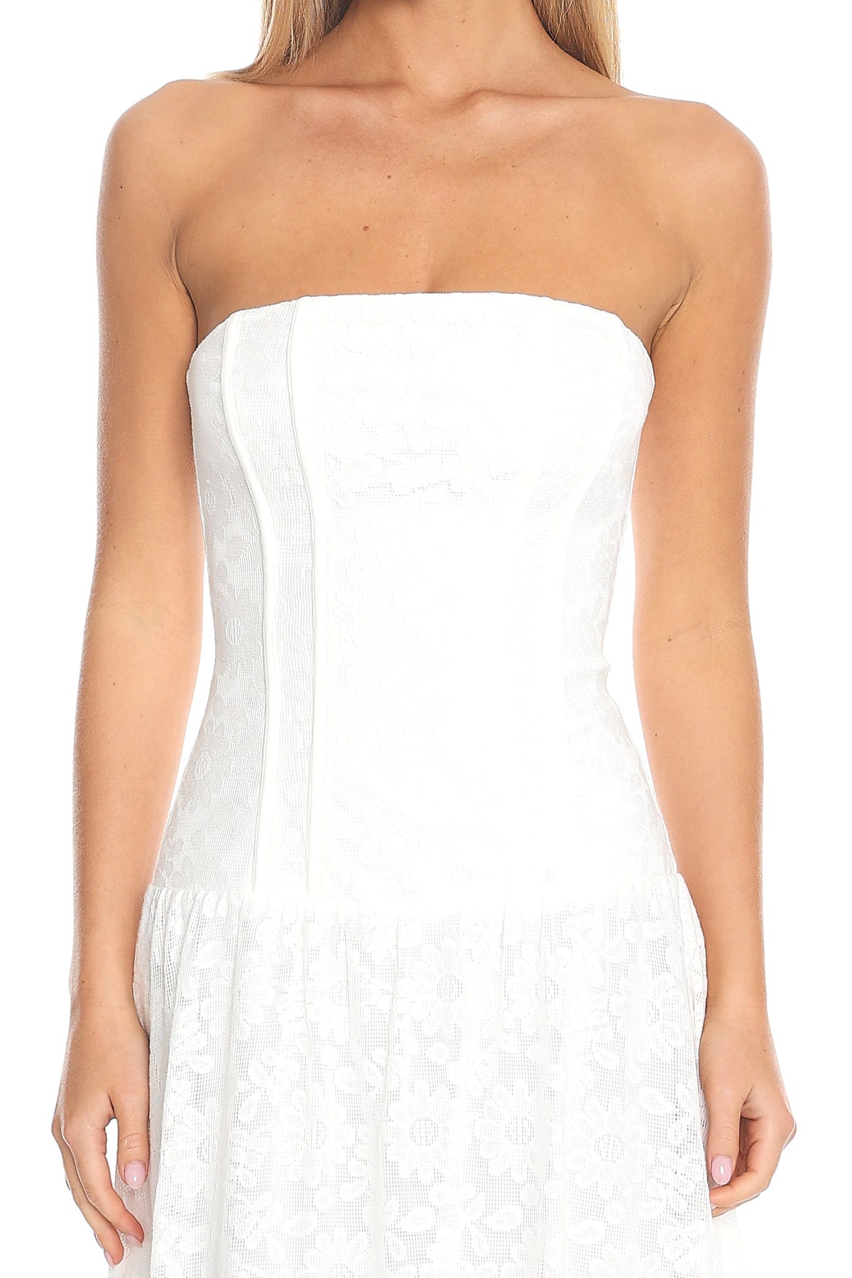 Carried Away Corset Midi Dress Off White