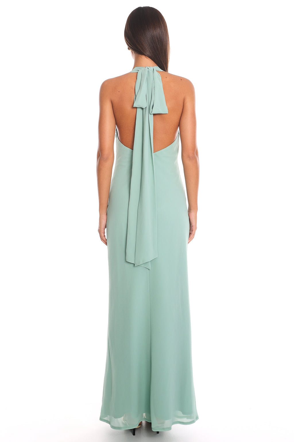 Soft Serenade Halter Column Gown Sage
