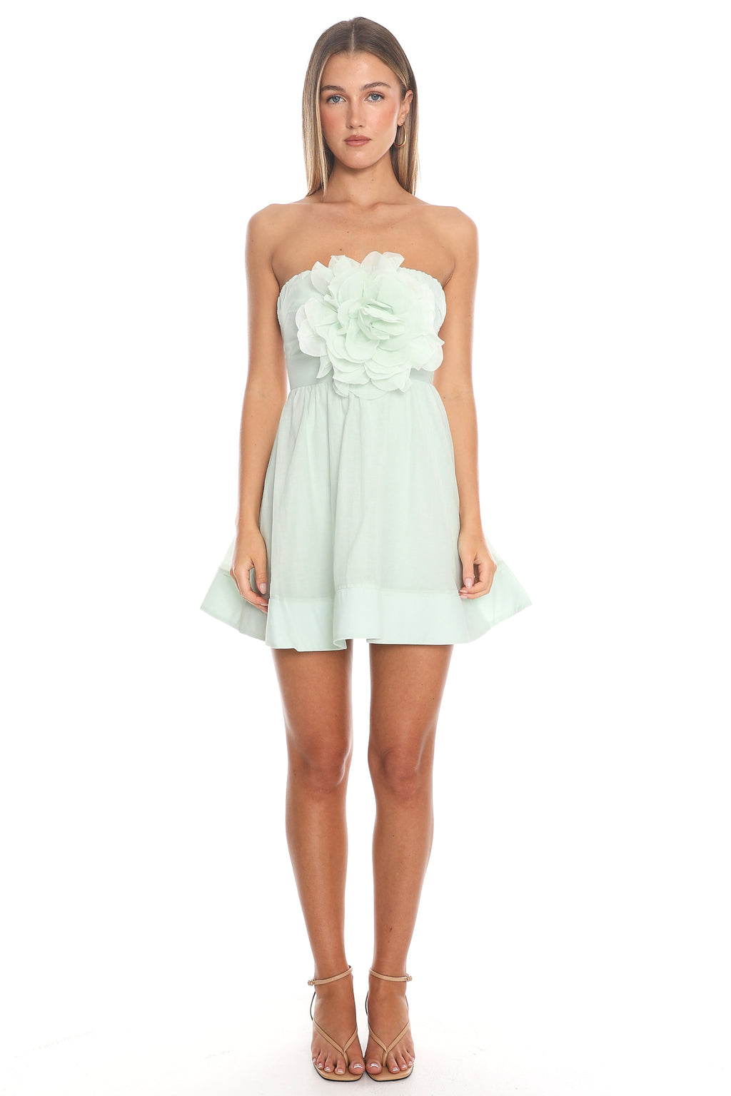 Petal Promenade Strapless Mini Dress Mint