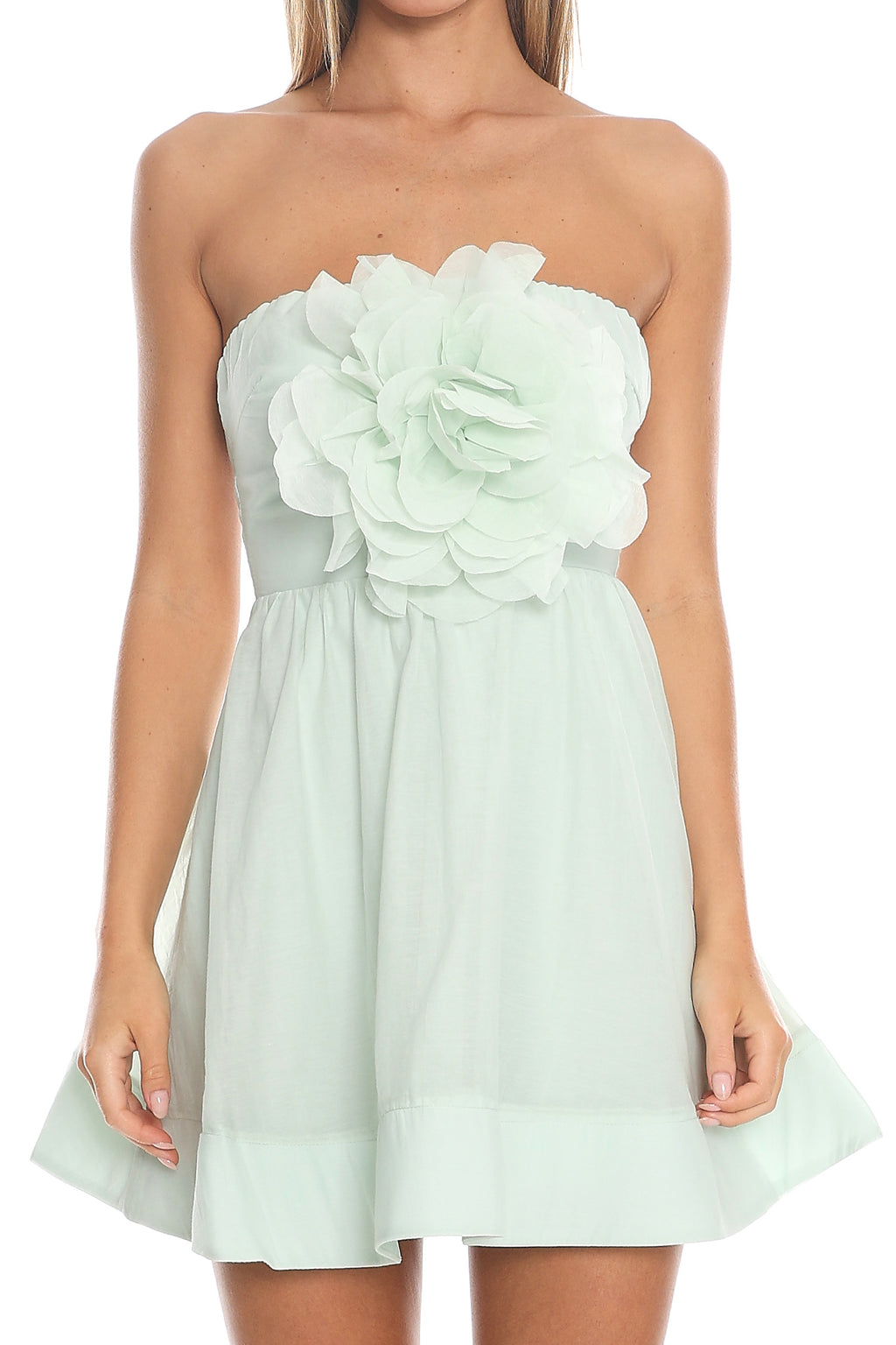 Petal Promenade Strapless Mini Dress Mint