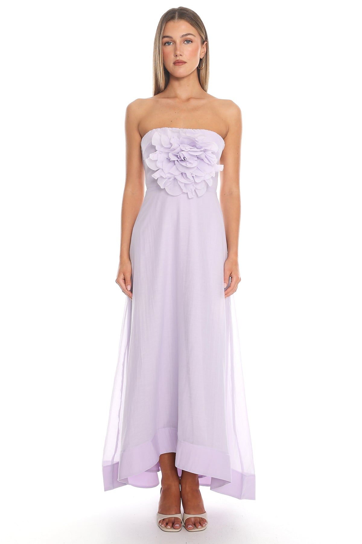 Petal Promenade Strapless Maxi Dress Lilac