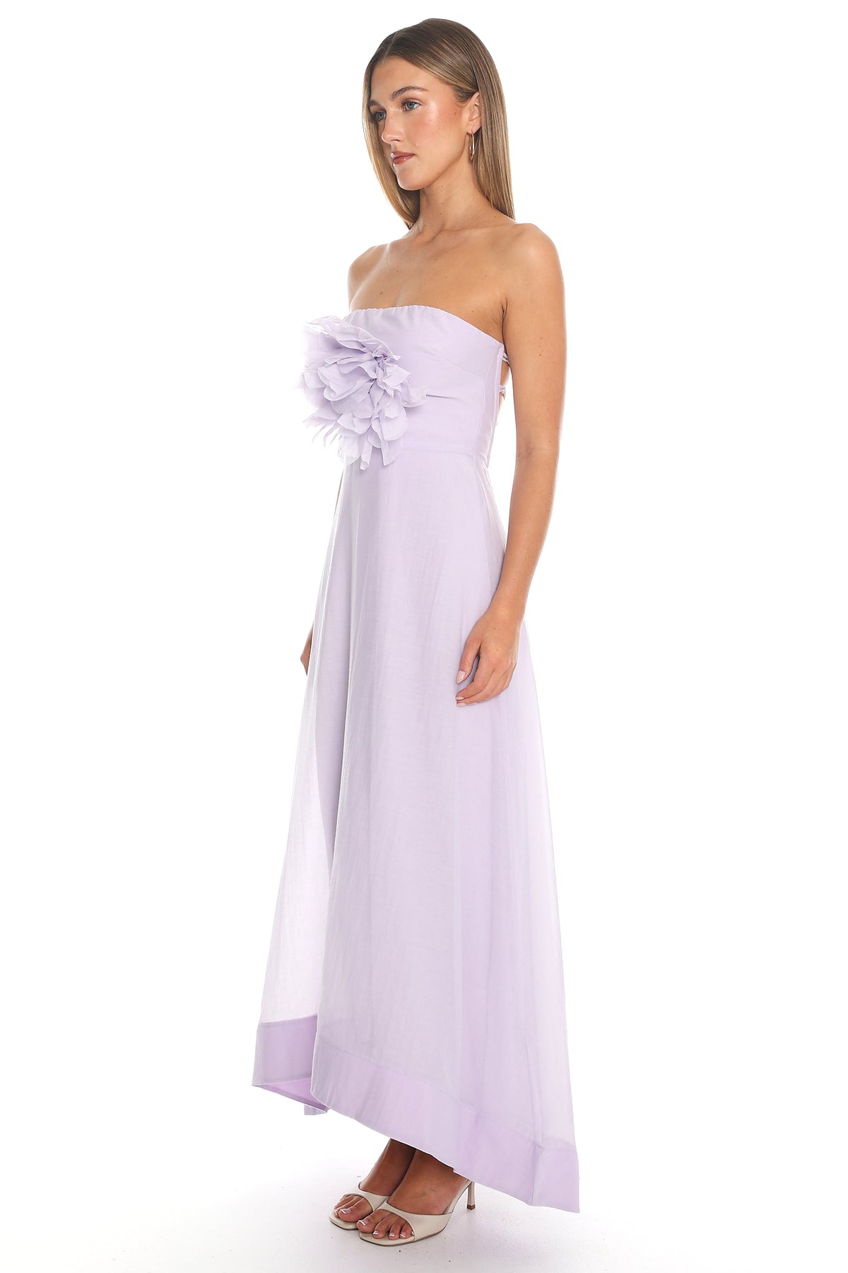 Petal Promenade Strapless Maxi Dress Lilac