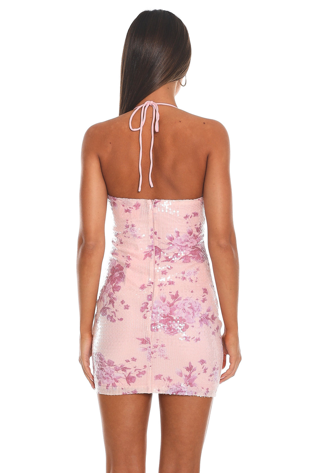 Olessa Sequin Halter Mini Dress Lilac
