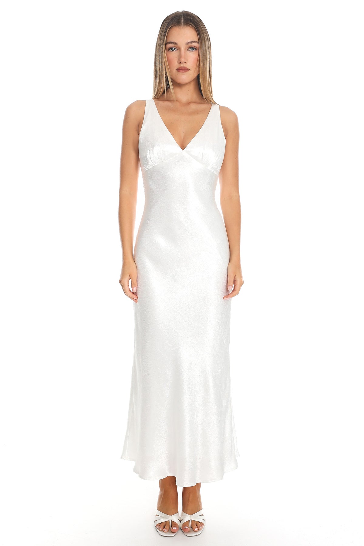 Ardere Satin Midi Dress White
