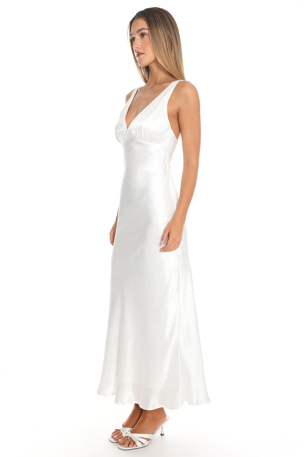 Ardere Satin Midi Dress White