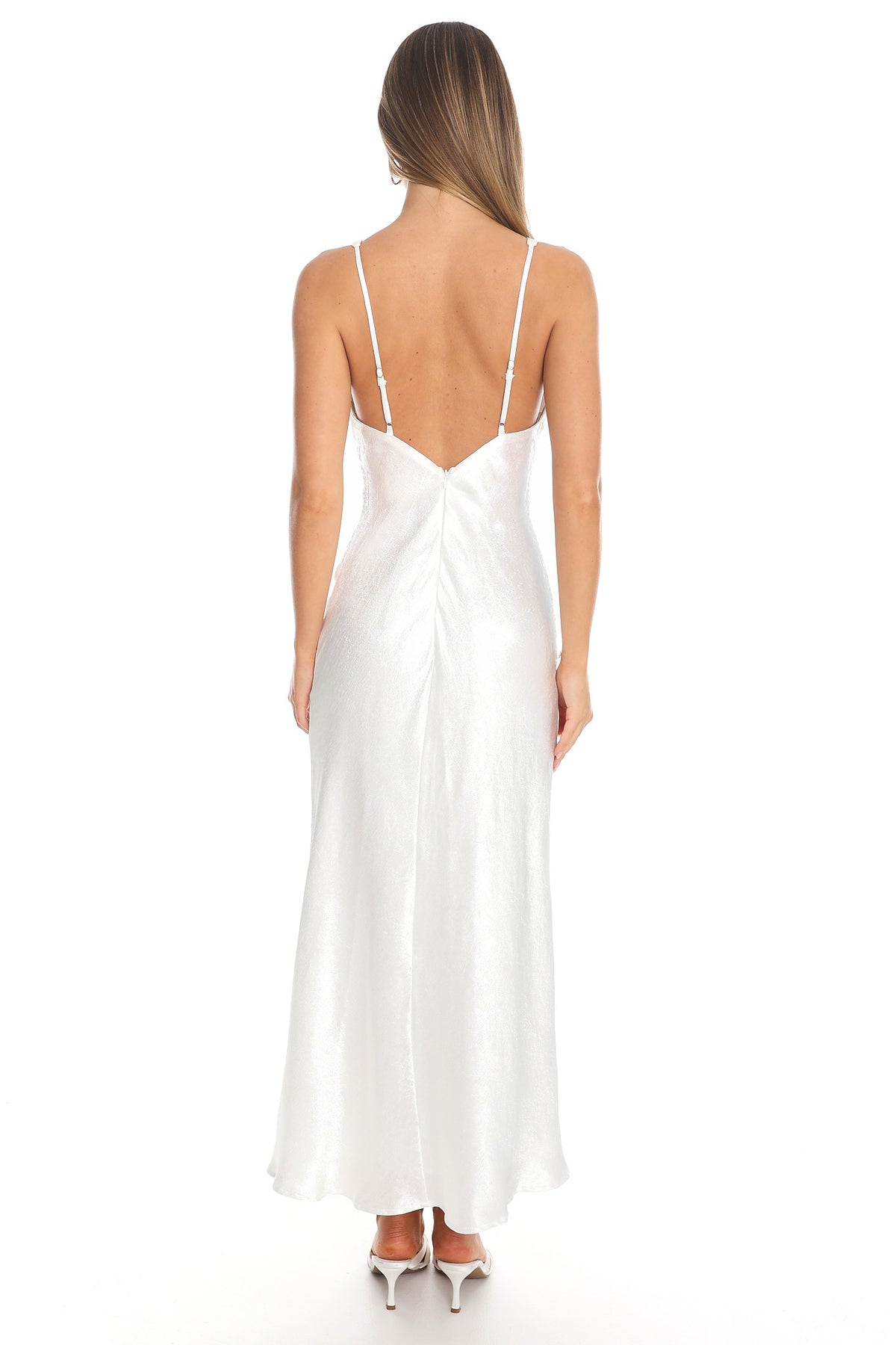 Ardere Satin Midi Dress White