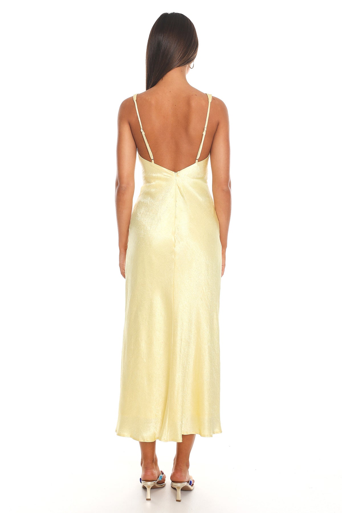 Ardere Satin Midi Dress Yellow