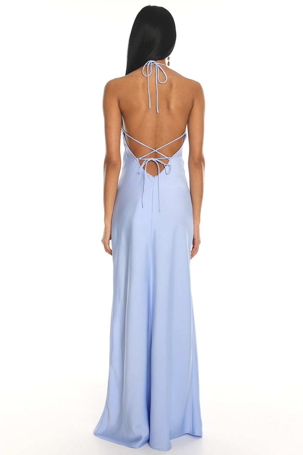 Lorenna Satin Halter Maxi Dress Blue