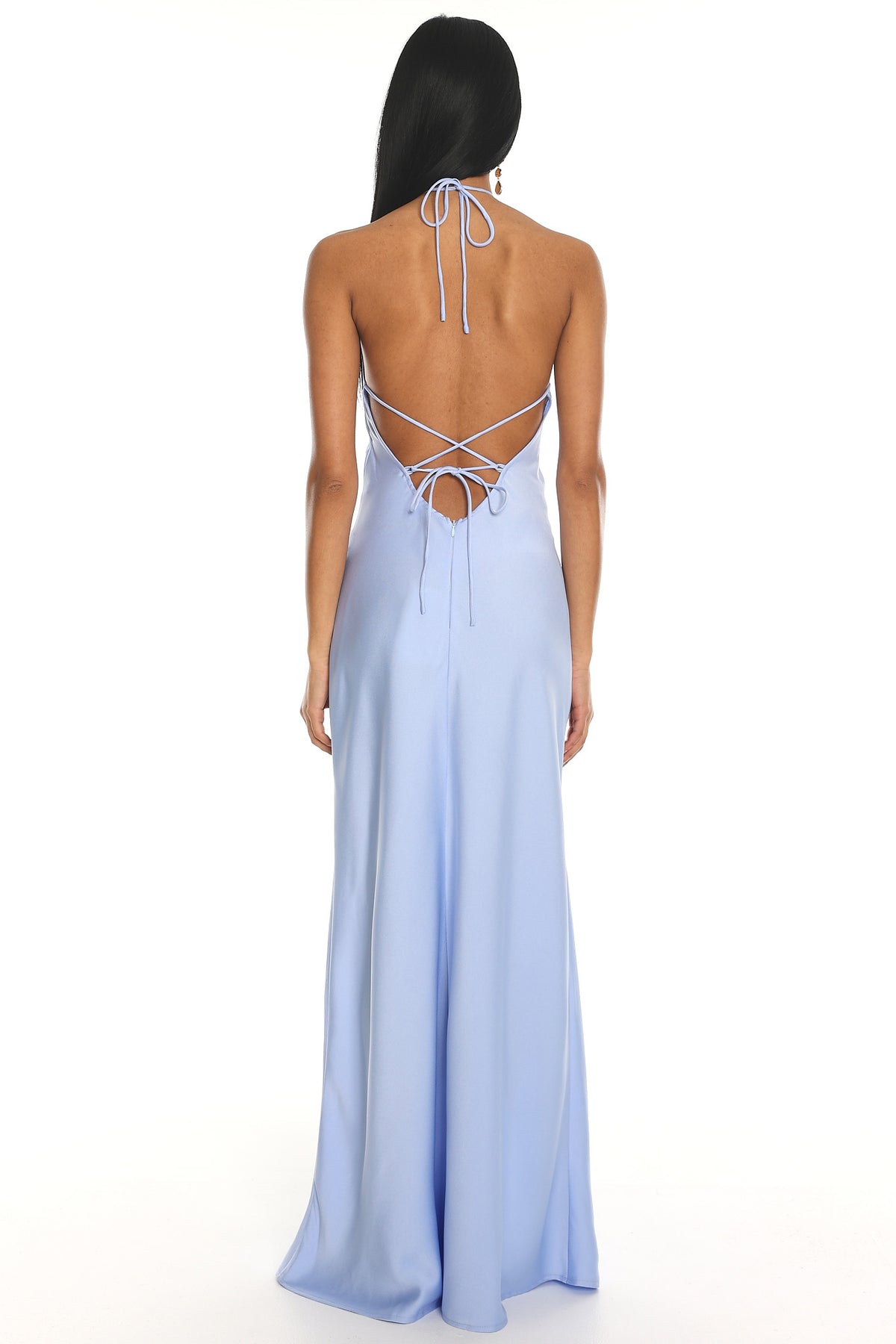 Lorenna Satin Halter Maxi Dress Blue