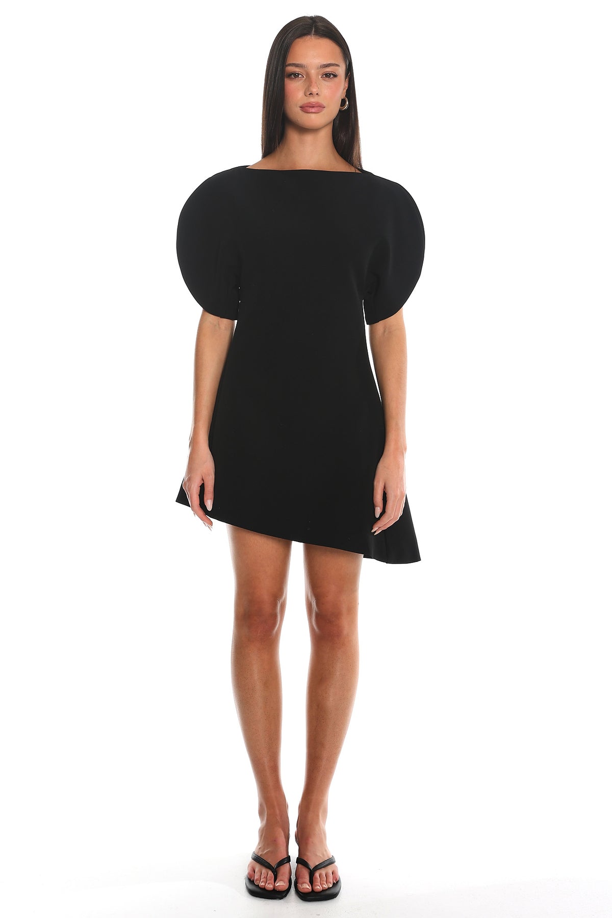 No Strings Puff Sleeve Mini Dress Black