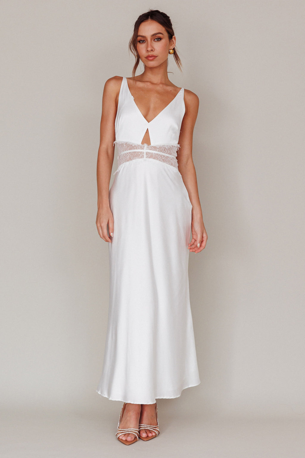 Honeybee Lace Trim Maxi Dress White by Selfie Leslie Australia