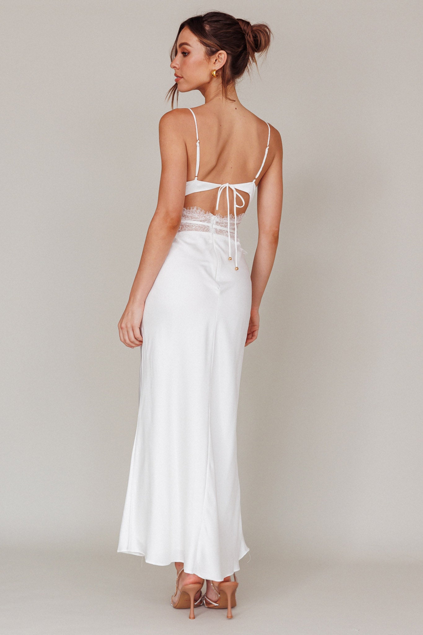 Honeybee Lace Trim Maxi Dress White by Selfie Leslie Australia