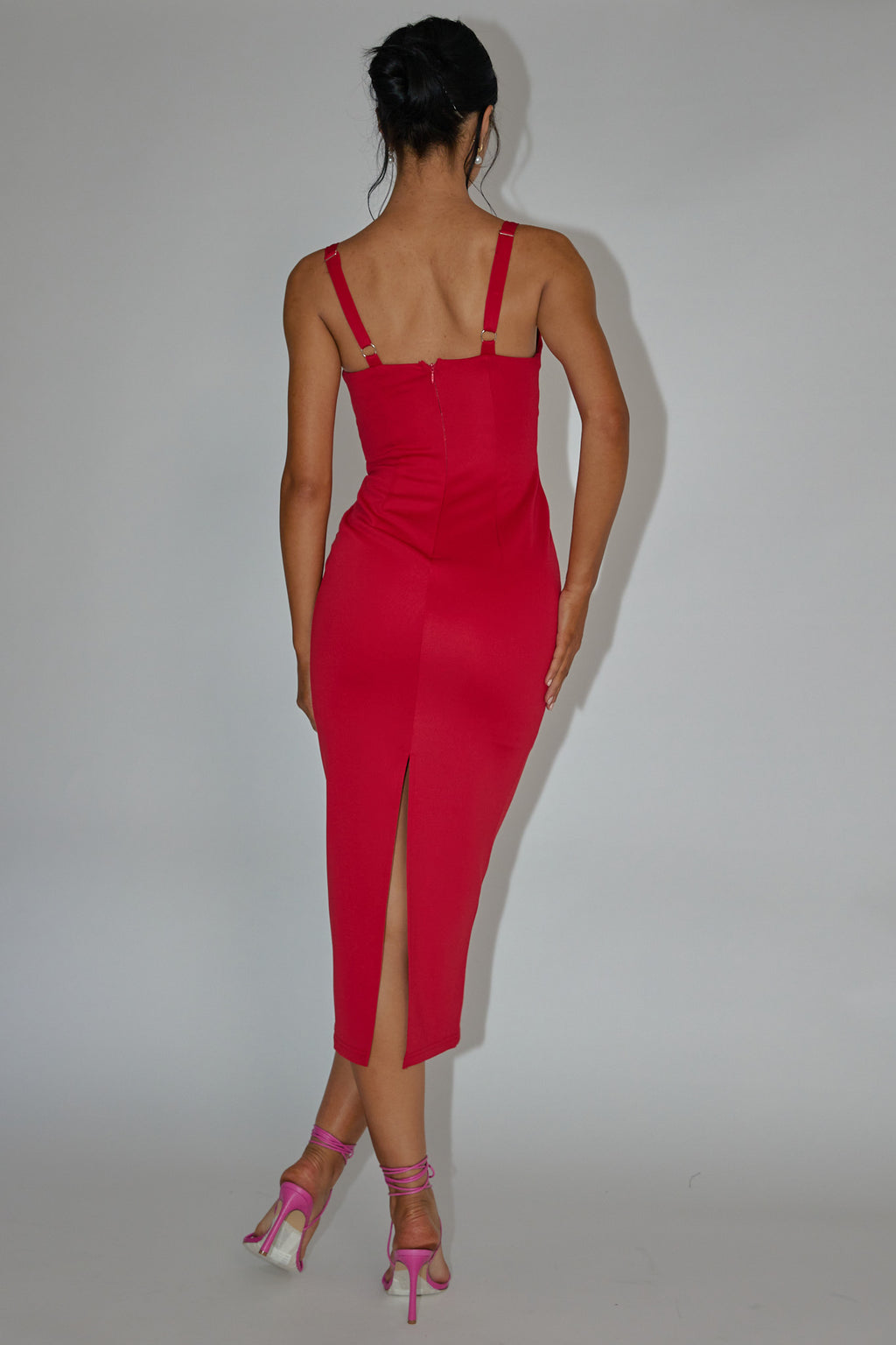 La Bellevilloise Sequin Bust Midi Dress Red by Selfie Leslie Australia