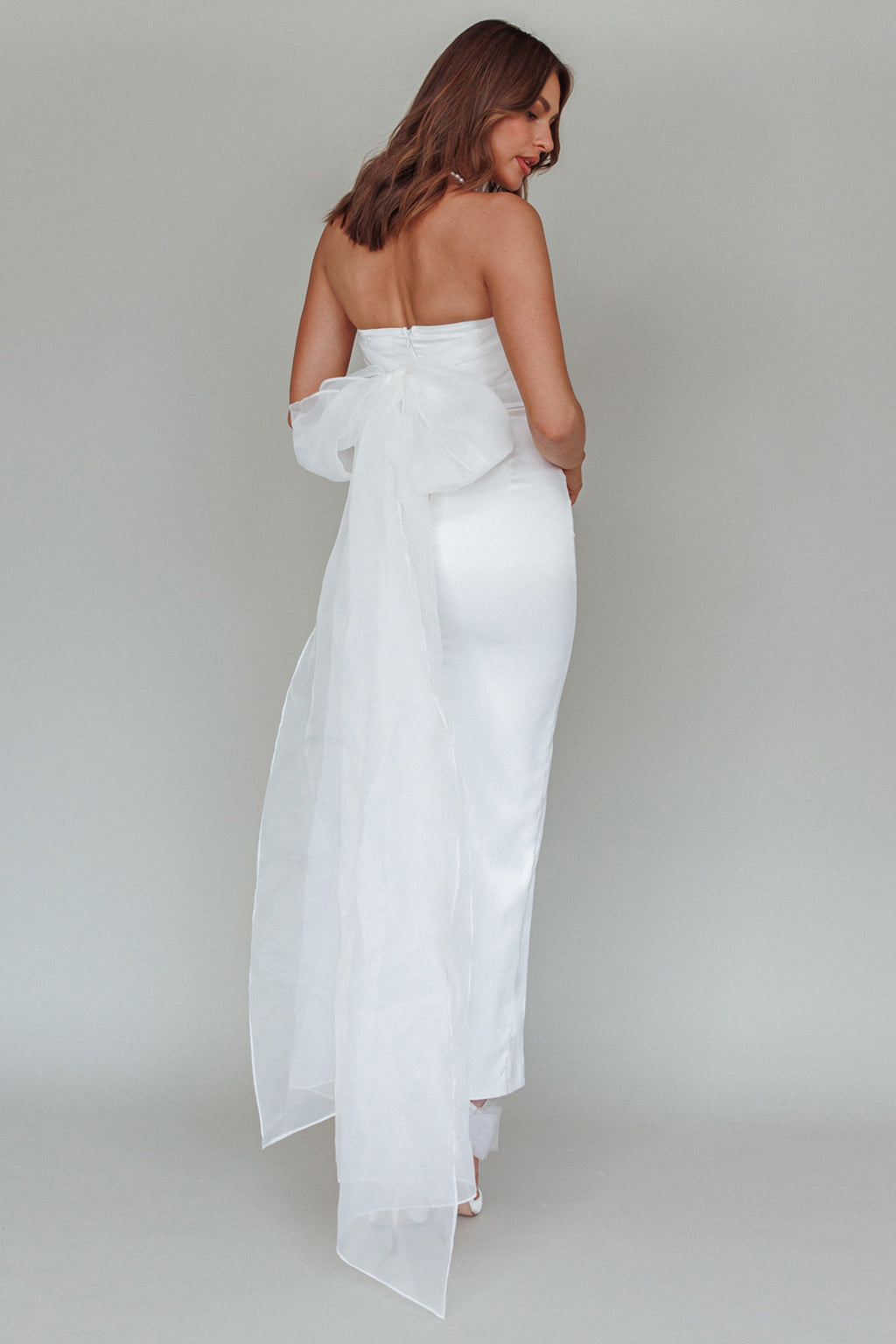 Always And Forever Bow Back Midi Dress White by Selfie Leslie Australia