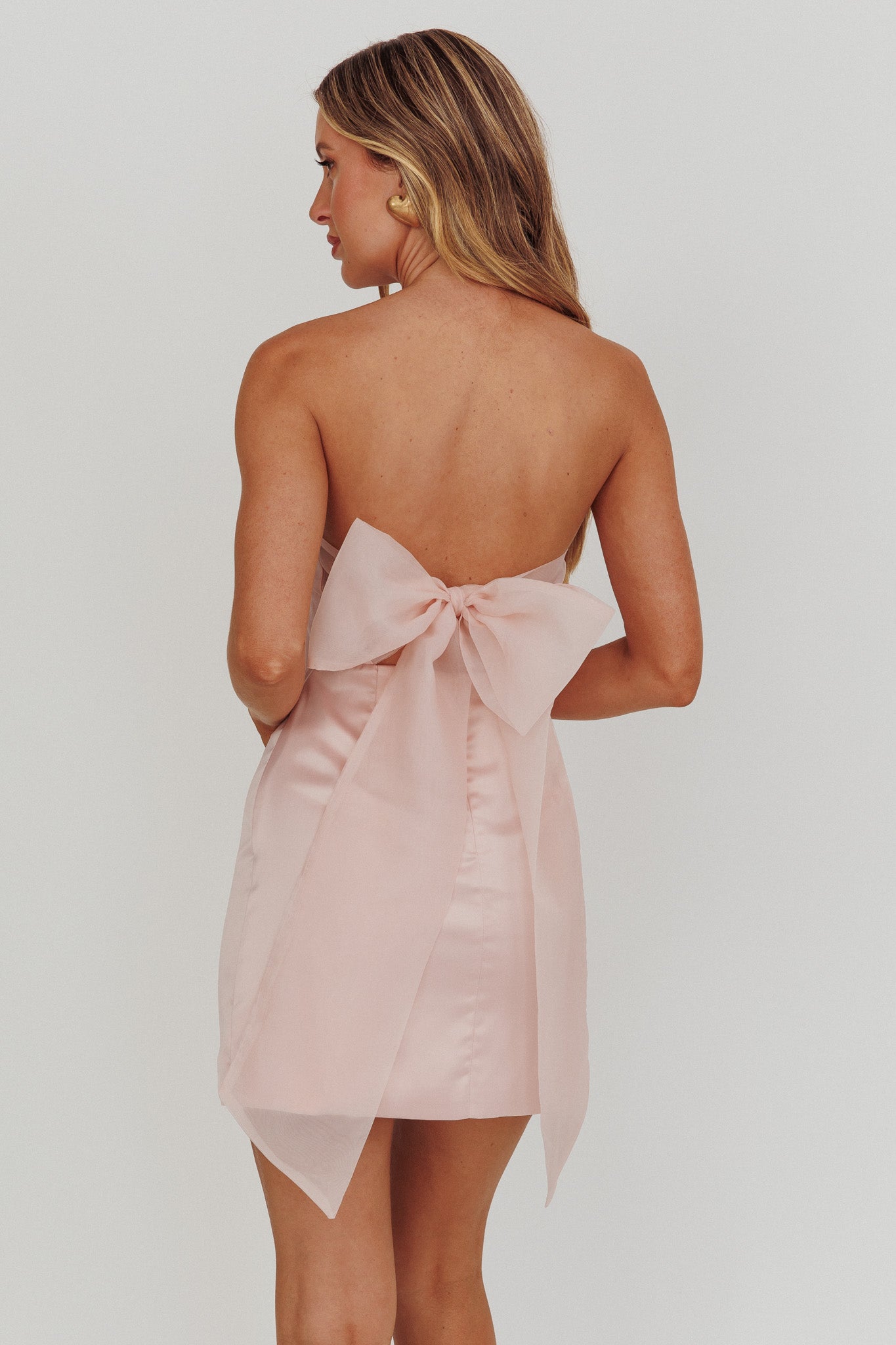 Always And Forever Back Bow Mini Dress Blush by Selfie Leslie Australia
