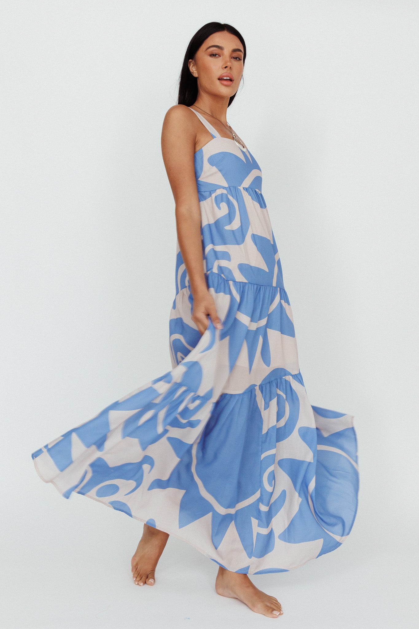 Indianna Square Neckline Maxi Dress Printed Lilac/Sand by Selfie Leslie Australia