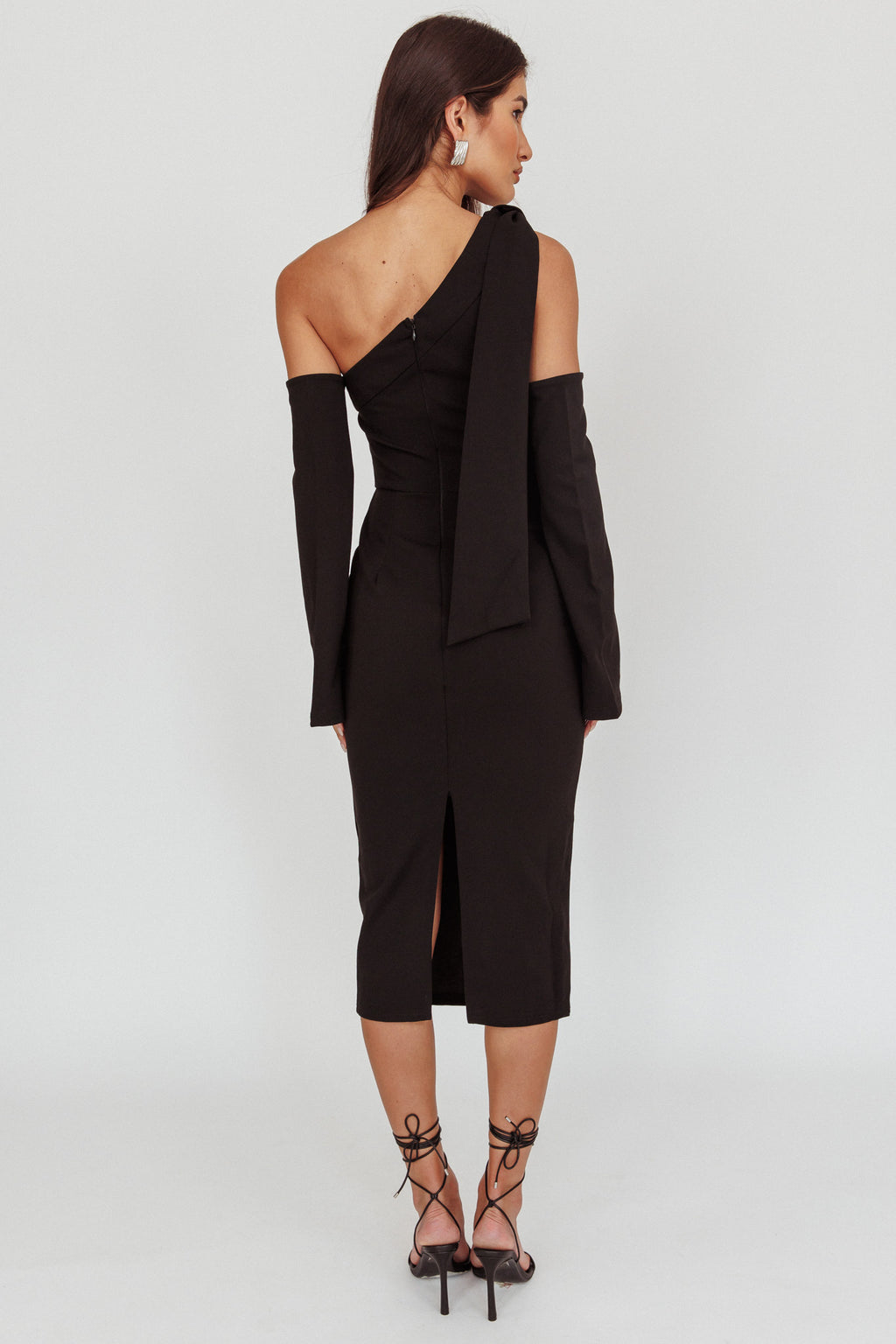 Rigel One-Shoulder Midi Dress Black by Selfie Leslie Australia