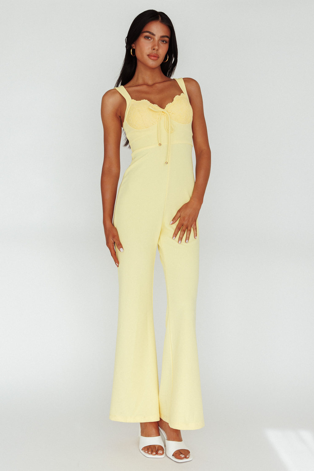 Ti Amo Lace Bust Jumpsuit Yellow by Selfie Leslie Australia